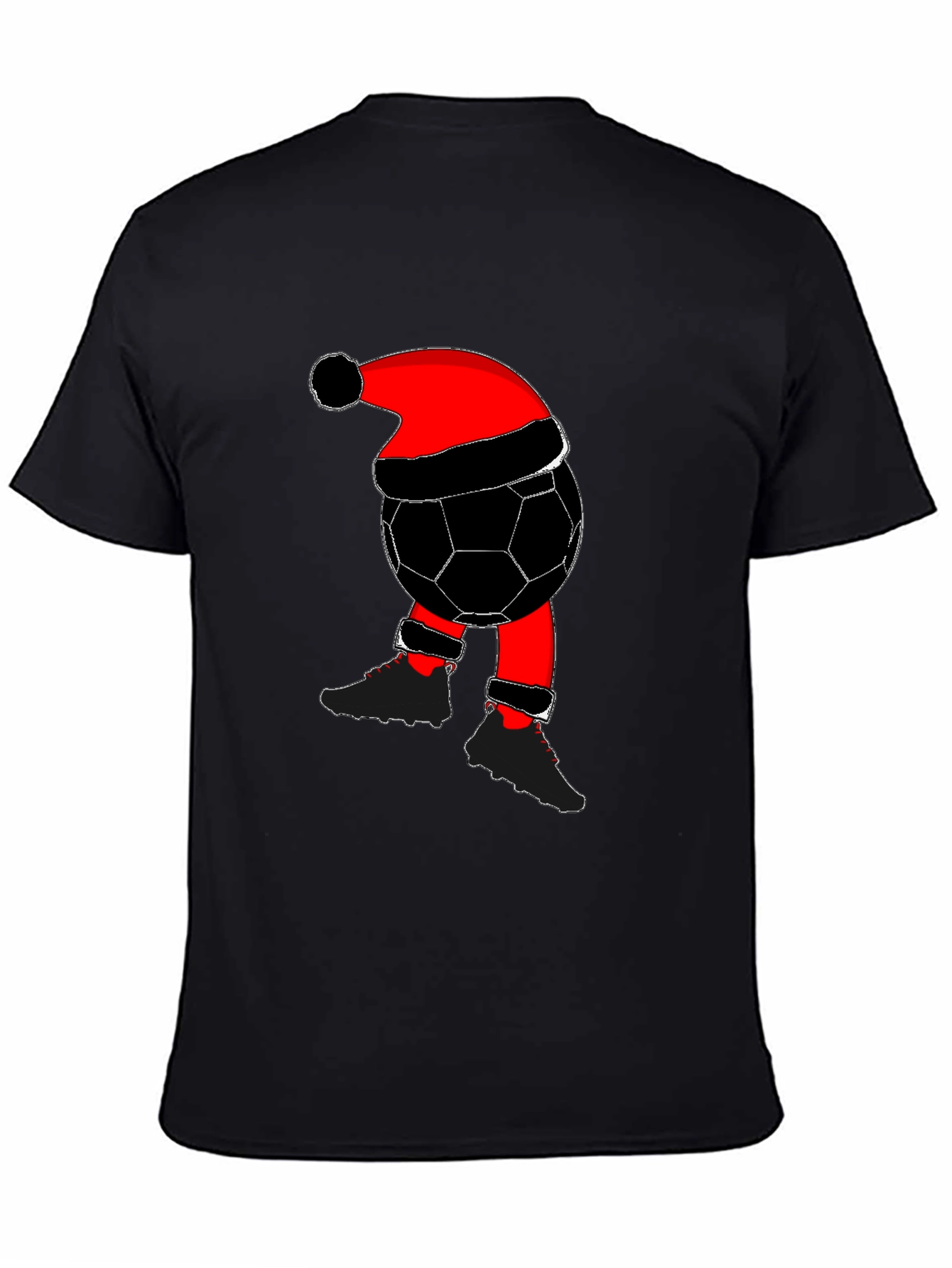 Black Soccer Ball Santa Christmas T-Shirt view 4