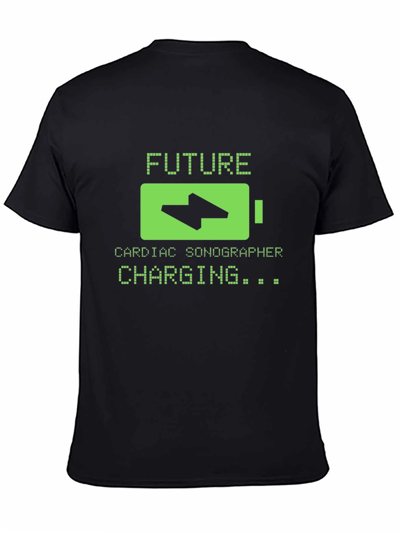 Black Future Cardiac Sonographer Charging T-Shirt view 4