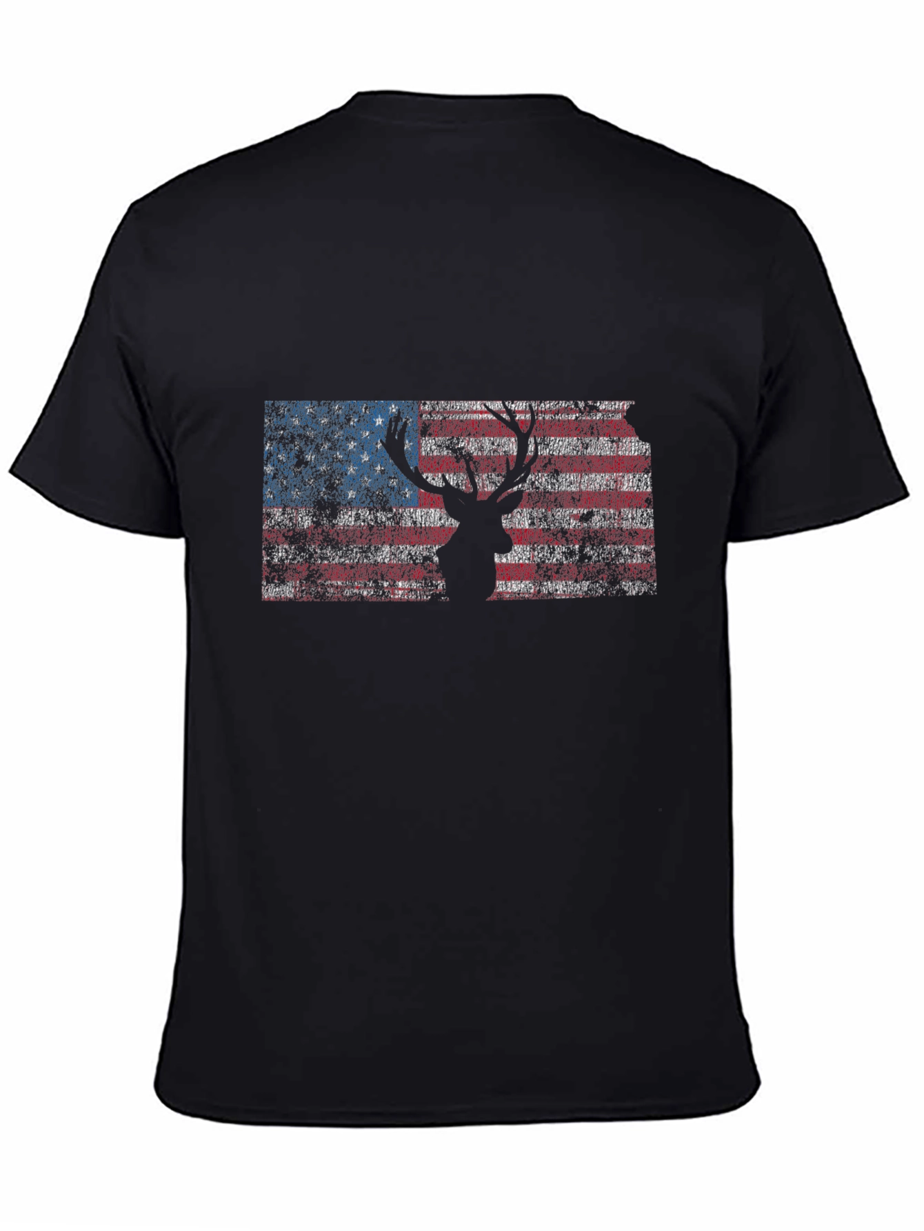 Black American Flag Deer Silhouette Graphic Tee - Patriotic Style view 4