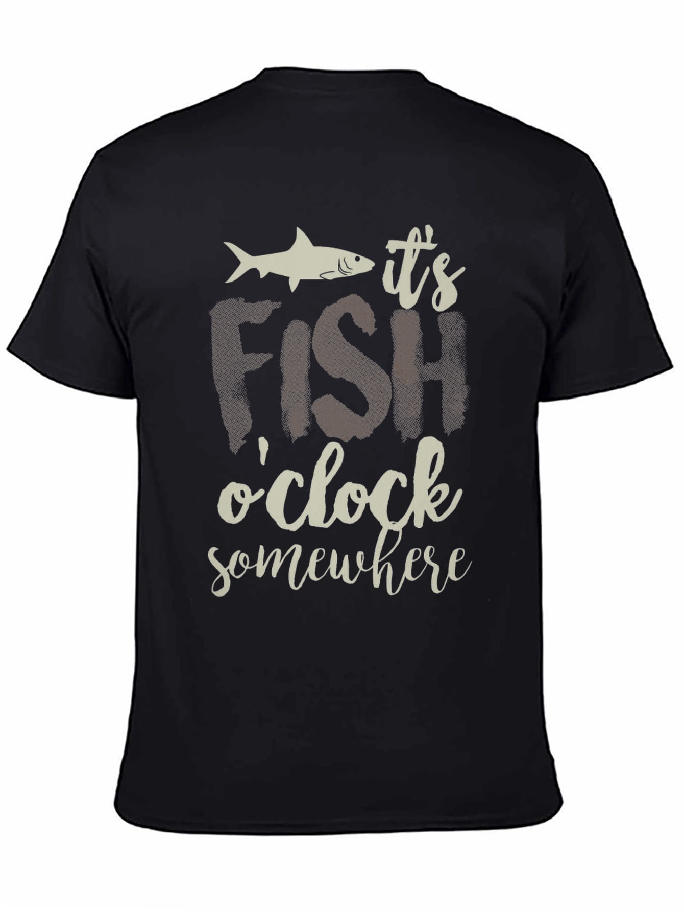 Black It's Fish O'Clock Somewhere T-Shirt view 4