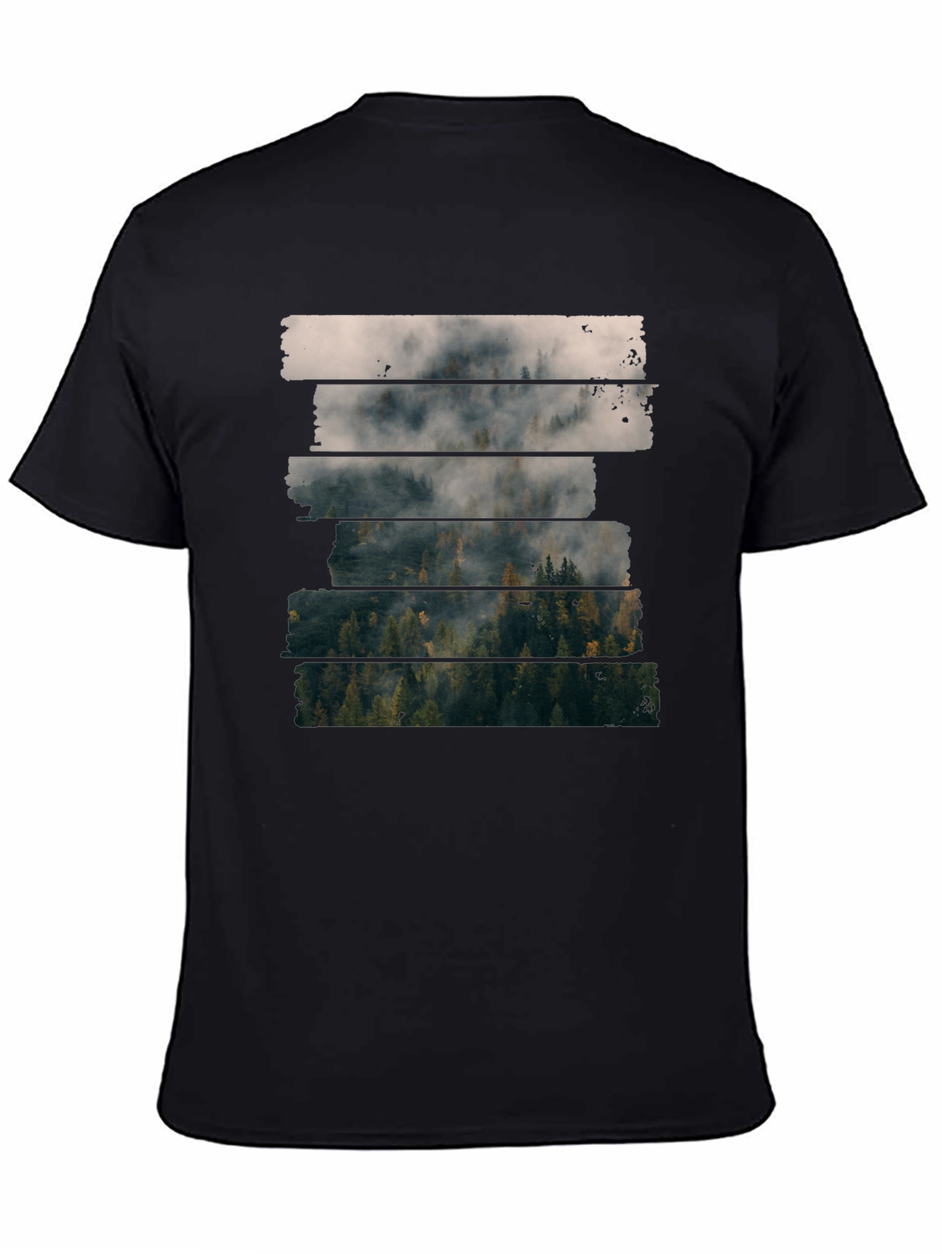 Black Foggy Forest T-Shirt - Nature Inspired Tee view 4