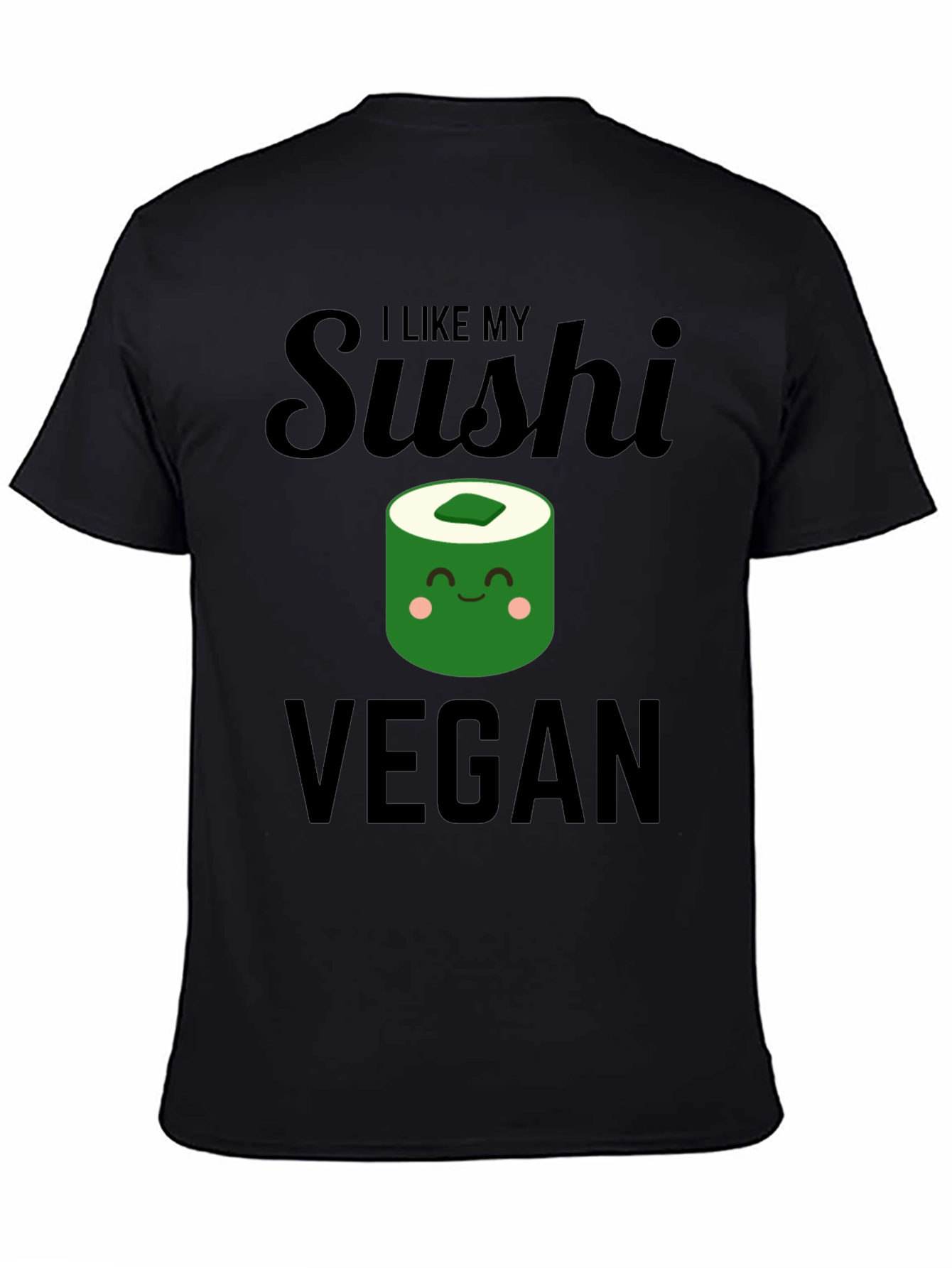Black Vegan Sushi Graphic T-Shirt - Unisex Casual Tee view 4