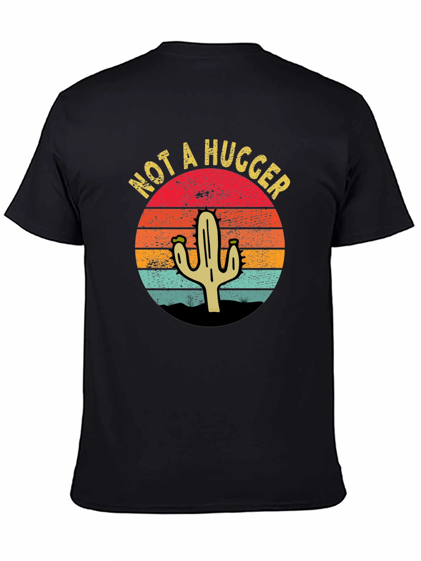 Black Not A Hugger Cactus Graphic T-Shirt - Unisex view 4