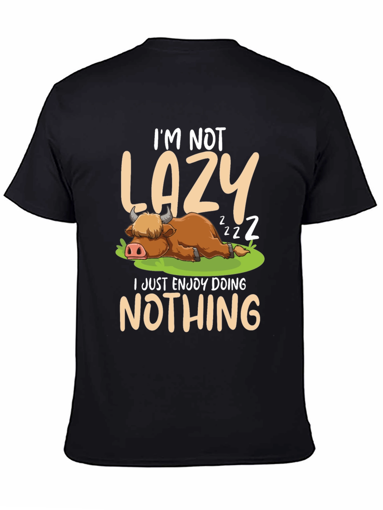 Black Lazy Cow T-Shirt - Enjoy Doing Nothing view 4