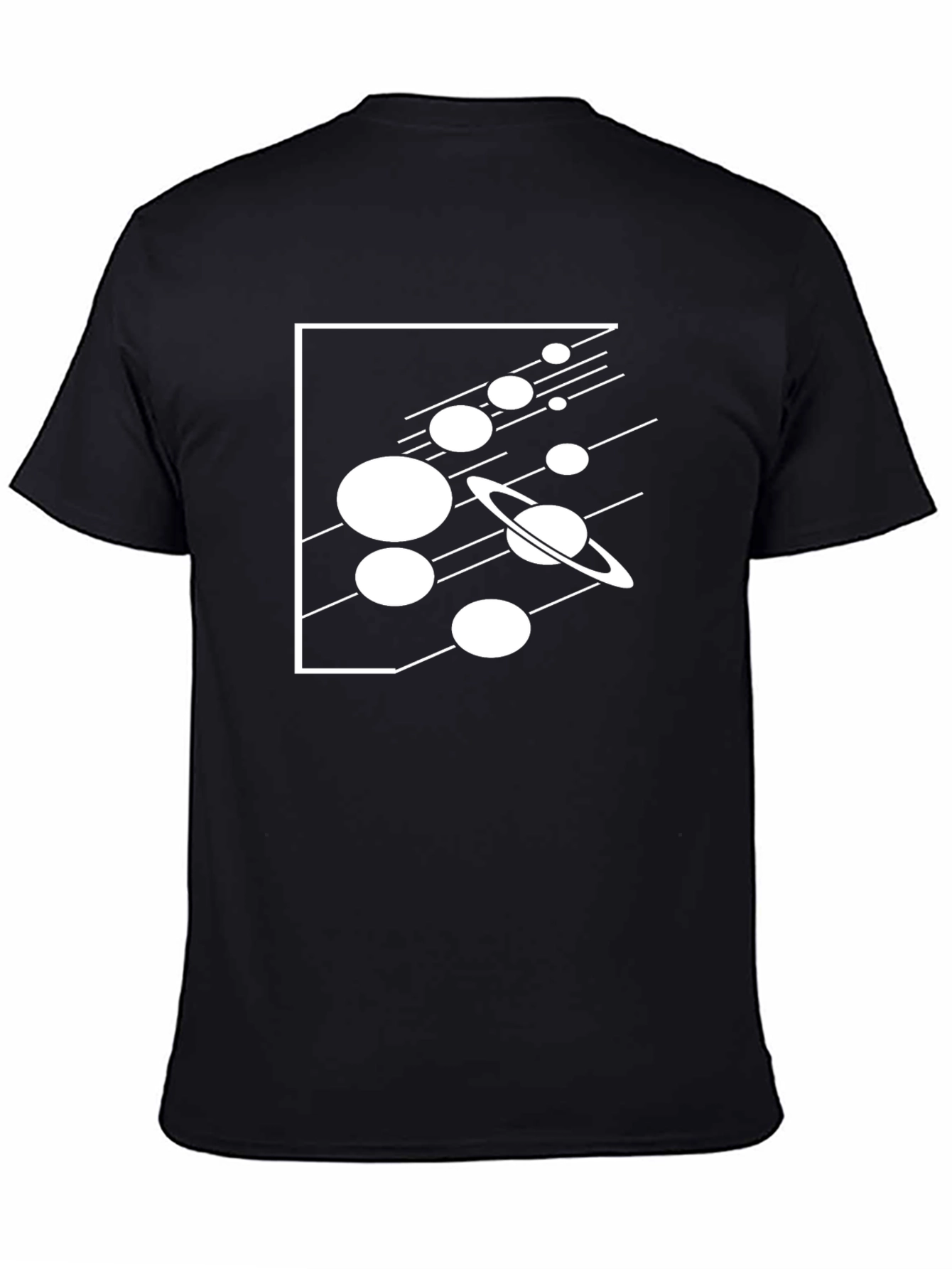 Black Space Planets Graphic T-Shirt - Black view 4