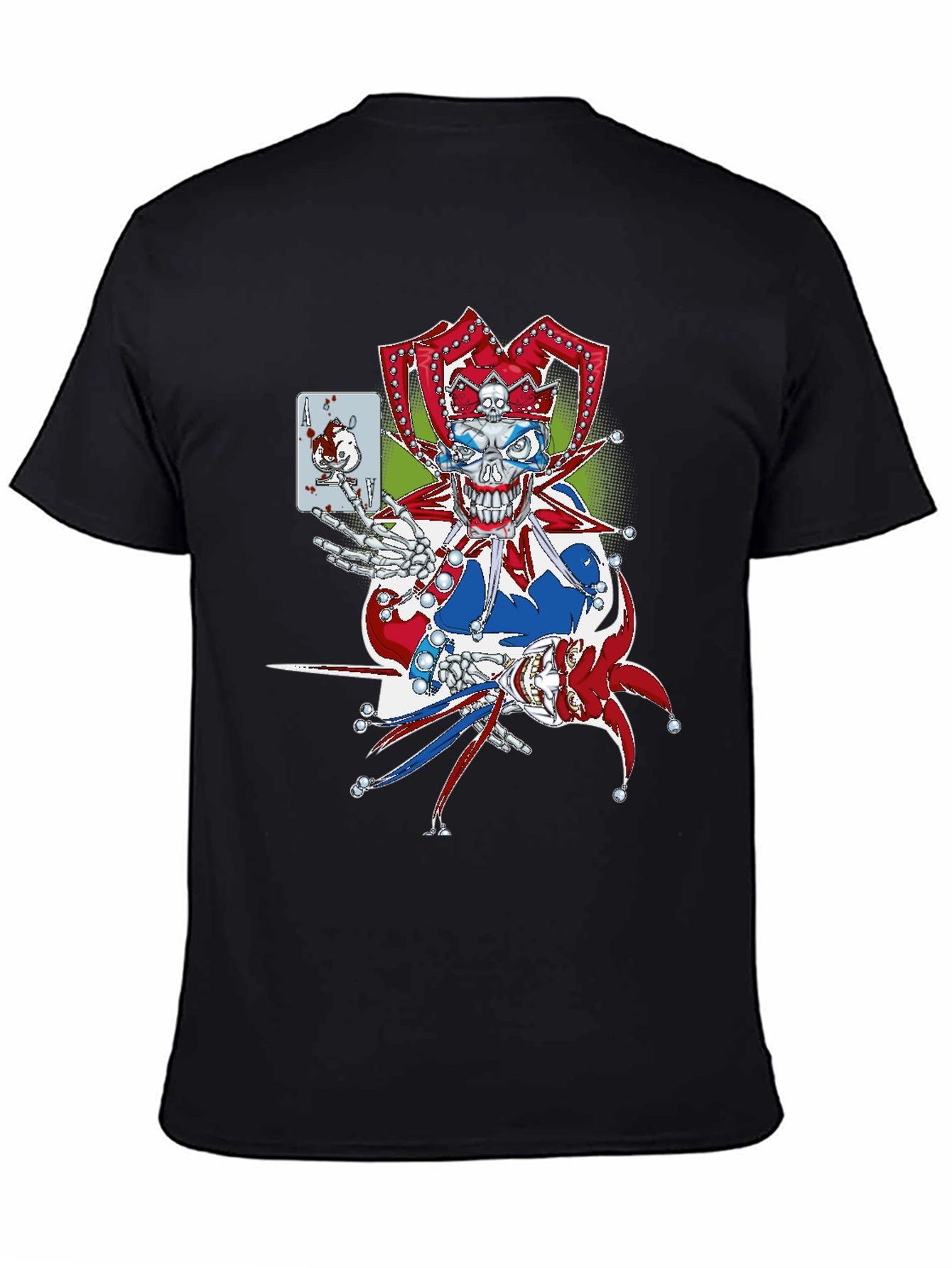Black Jester Skull Graphic Tee - Men's Black T-Shirt view 4