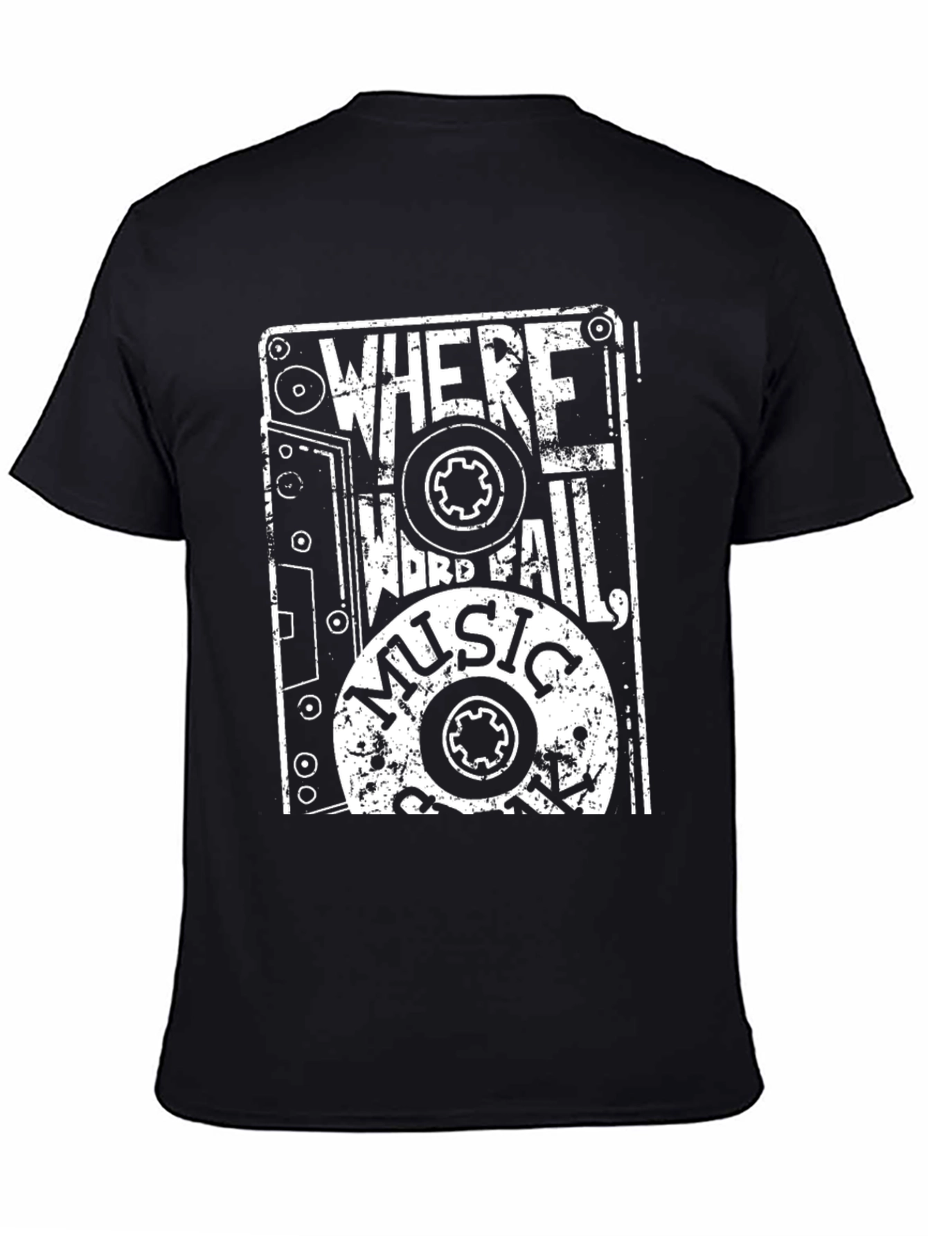 Black Music Quote T-Shirt - Where Words Fail, Music Speaks view 4