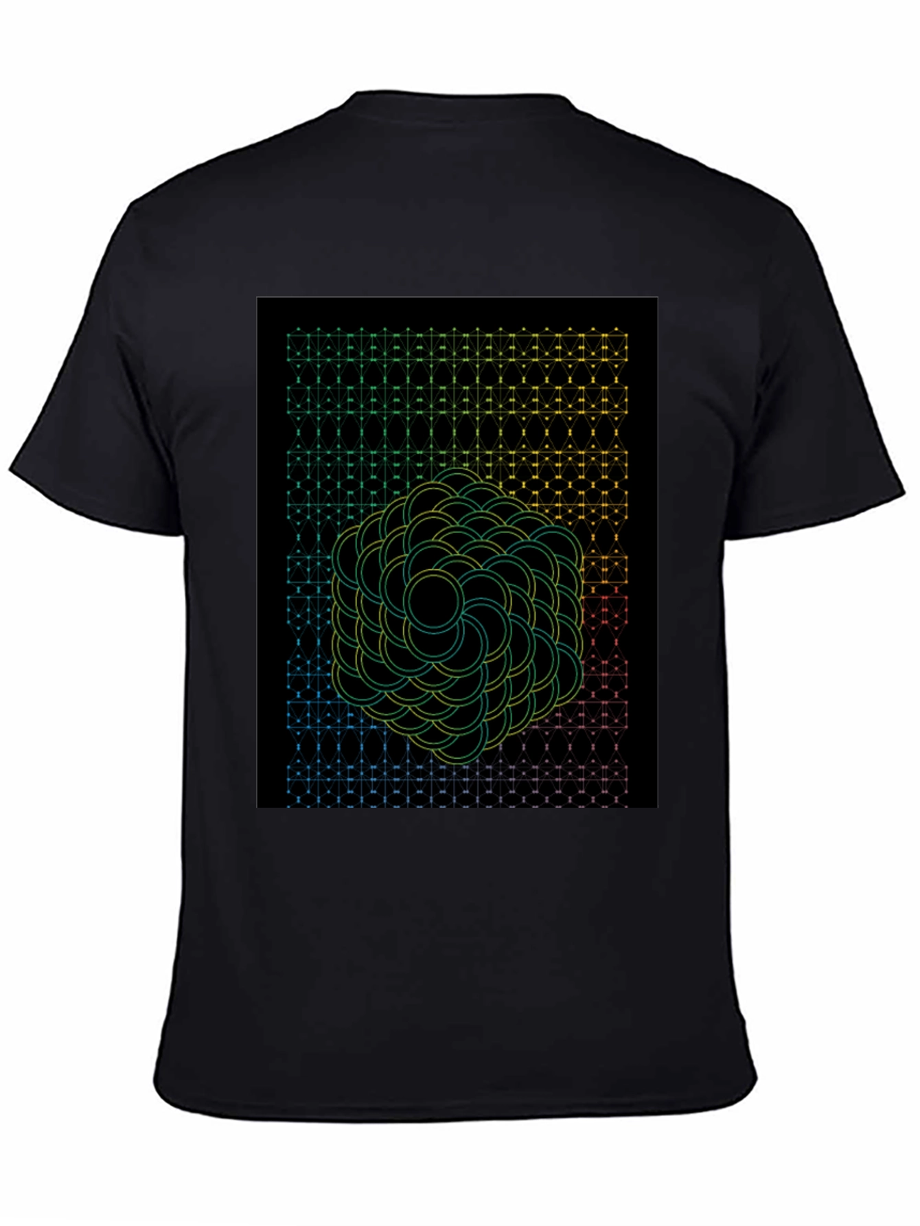 Black Geometric Flower Black T-Shirt view 4
