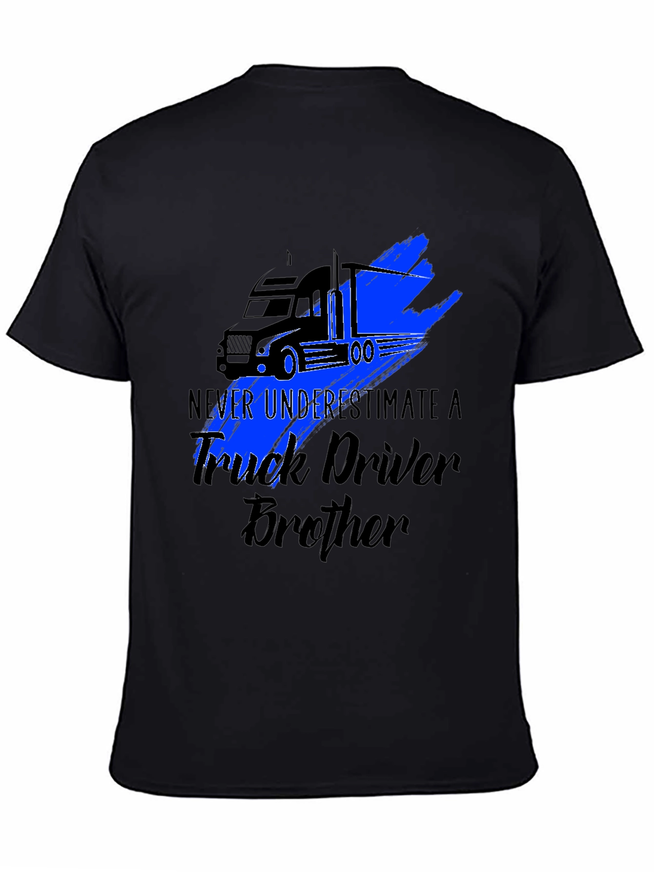 Black Truck Driver Brother Graphic Tee - Black T-Shirt view 4