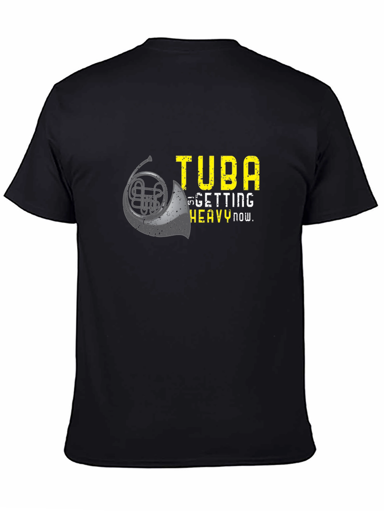 Black Funny Tuba Heavy Now Graphic T-Shirt view 4