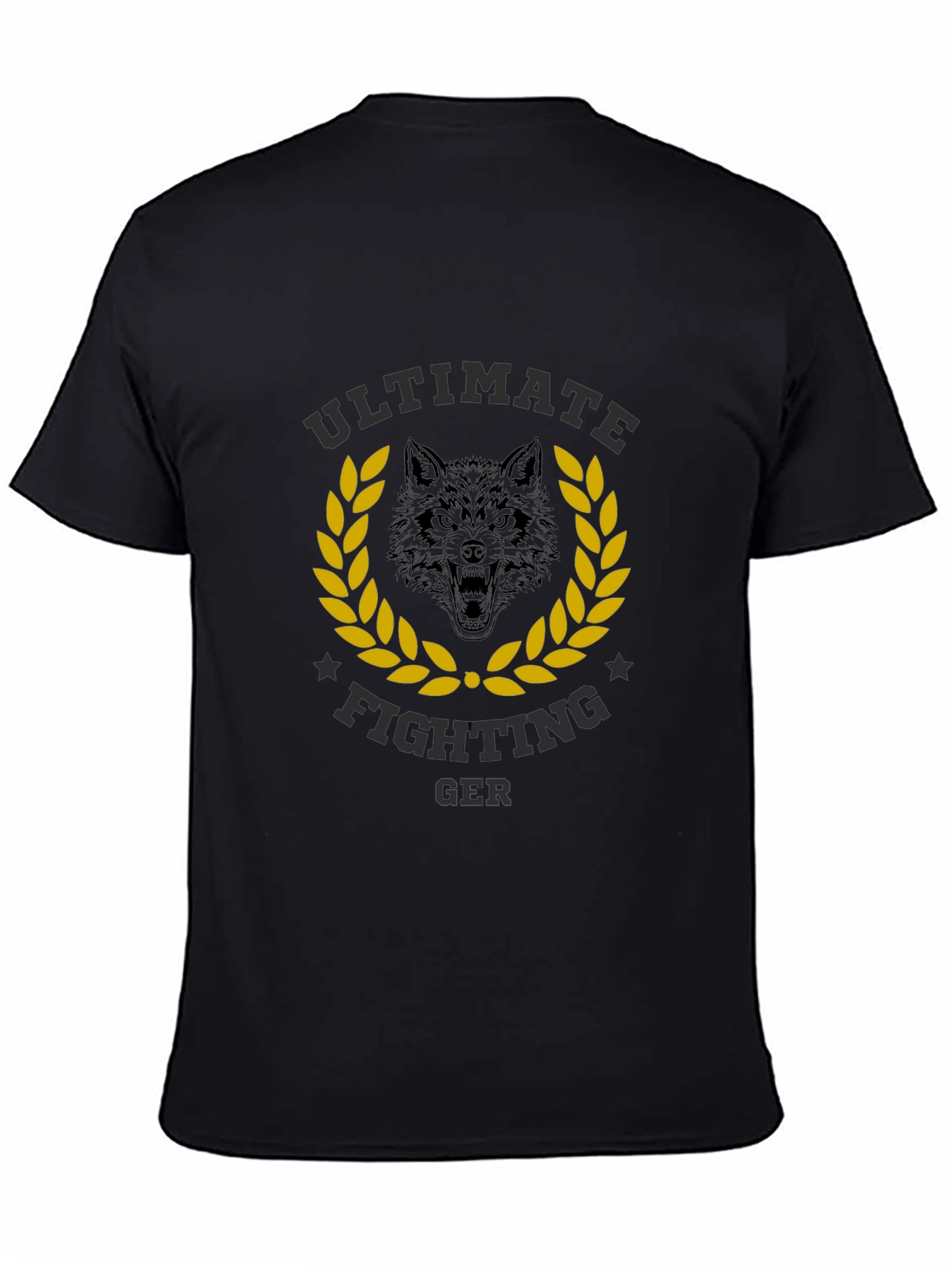 Black Ultimate Fighting GER Wolf Graphic T-Shirt view 4
