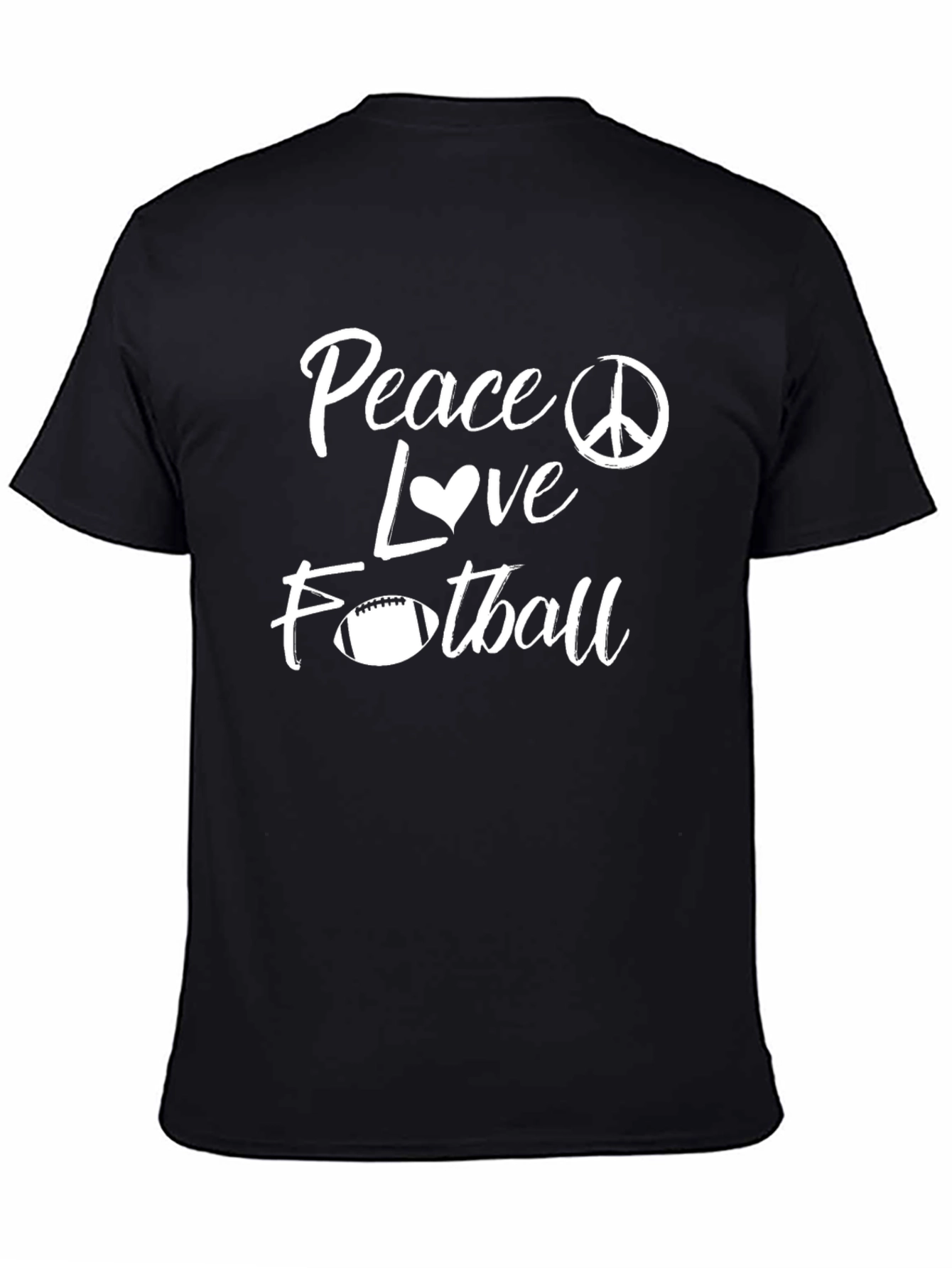 Black Peace Love Football T-Shirt - Black Cotton Tee view 4