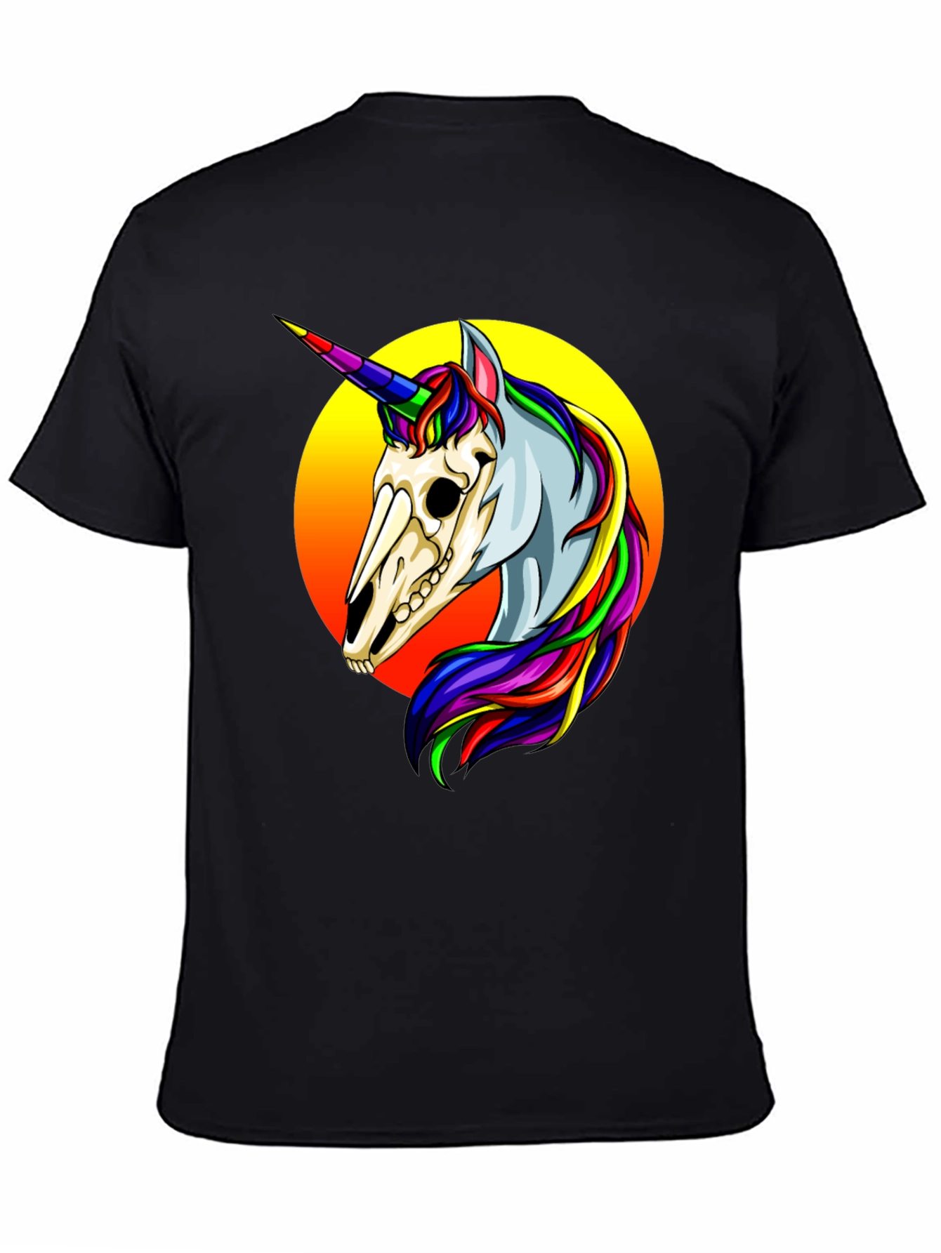 Black Unicorn Skull Graphic Tee - Black view 4
