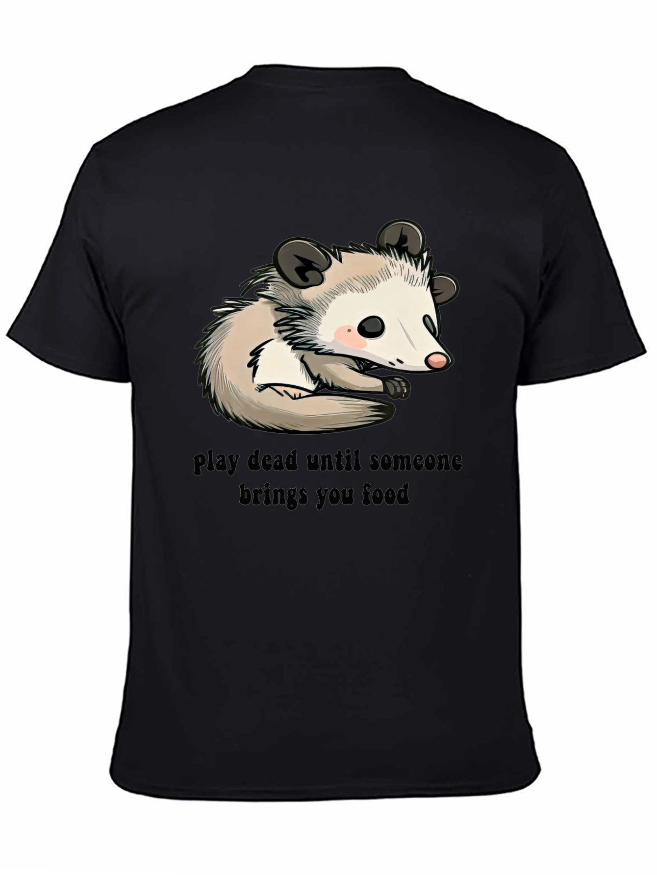 Black Opossum Play Dead Graphic Tee - Funny Animal Shirt view 4