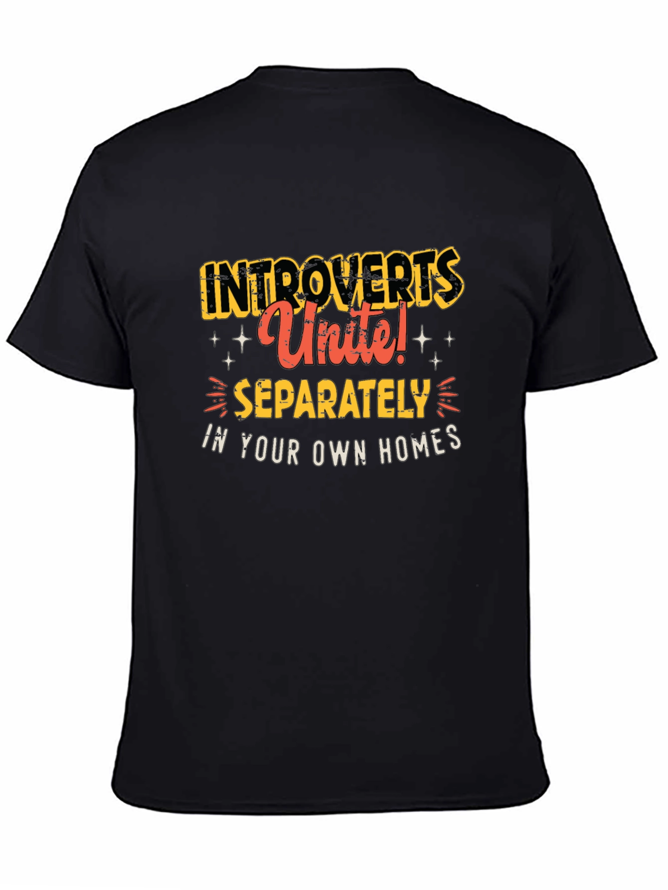 Black Introvert Unite T-Shirt - Black Crew Neck Tee view 4
