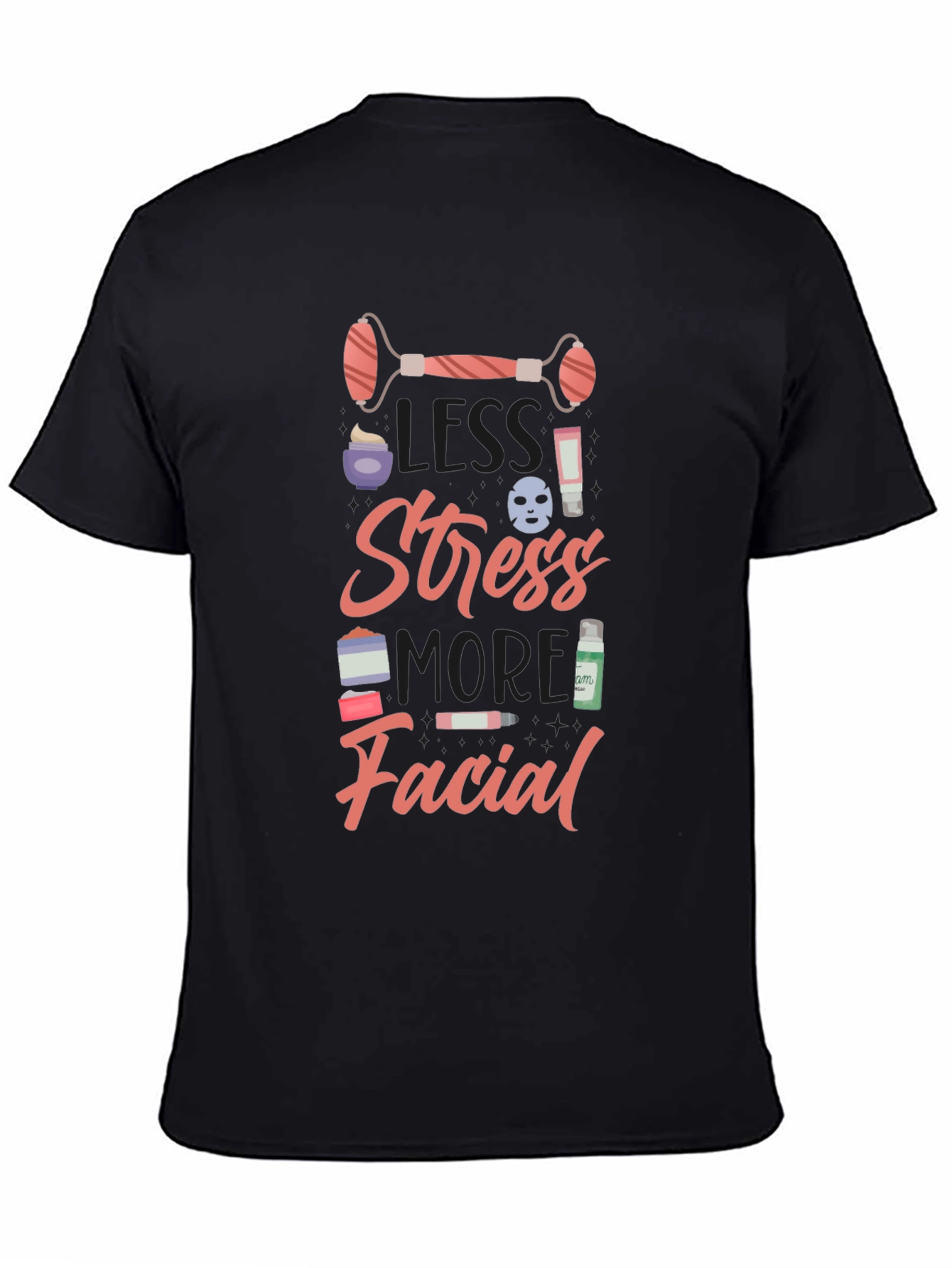 Less Stress More Facial Graphic Tee - Black - 4