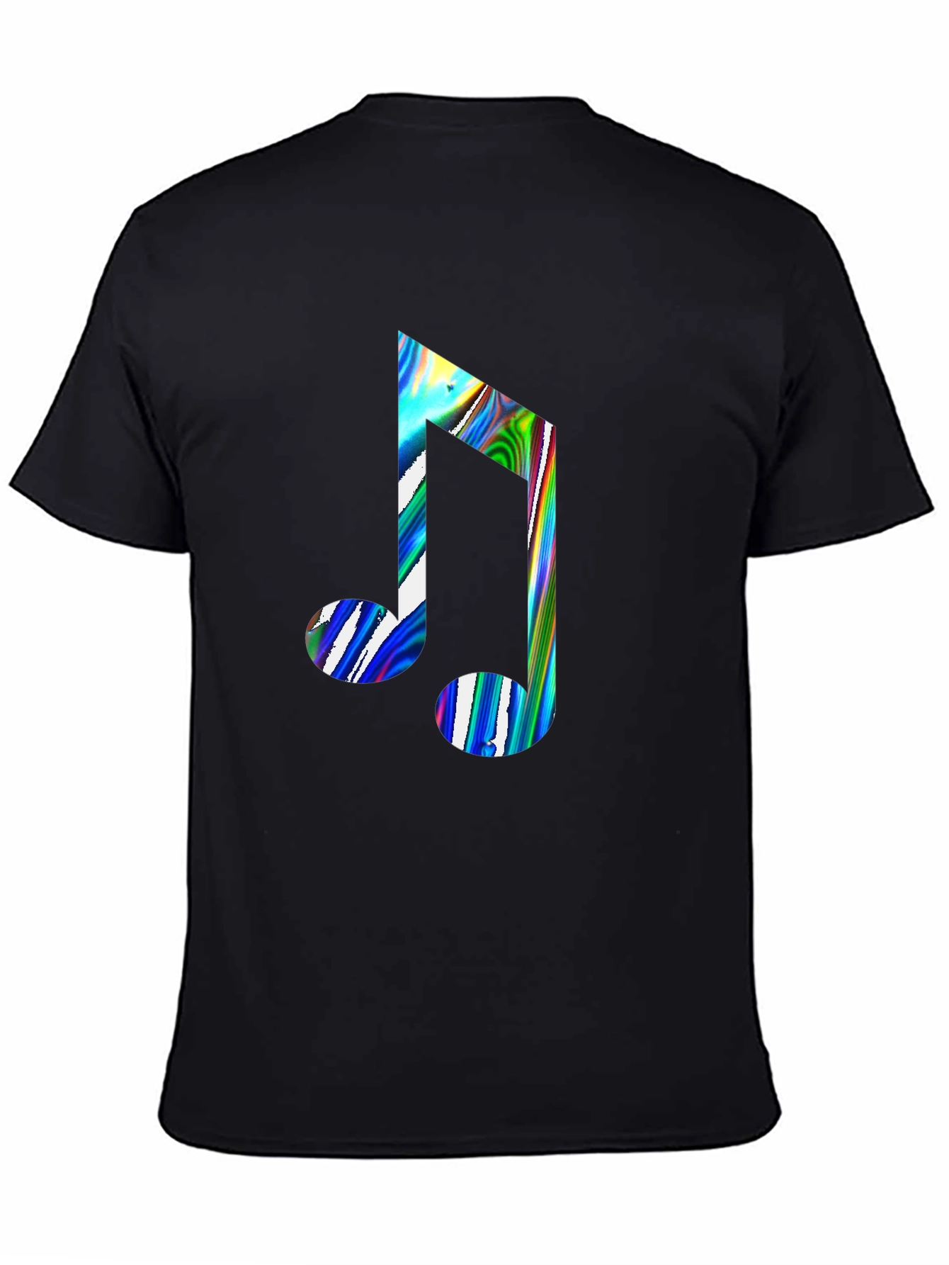 Black Music Note Graphic Print Black Crew Neck T-Shirt view 4