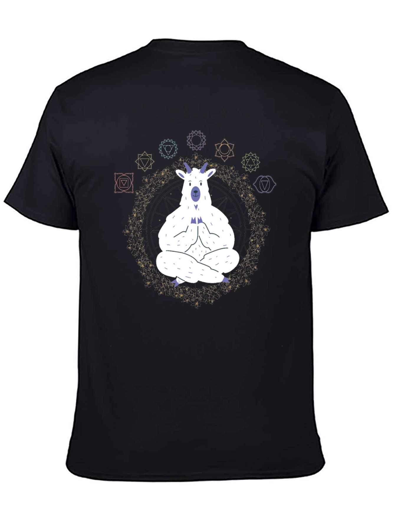 Black Meditating Goat Chakra T-Shirt view 4