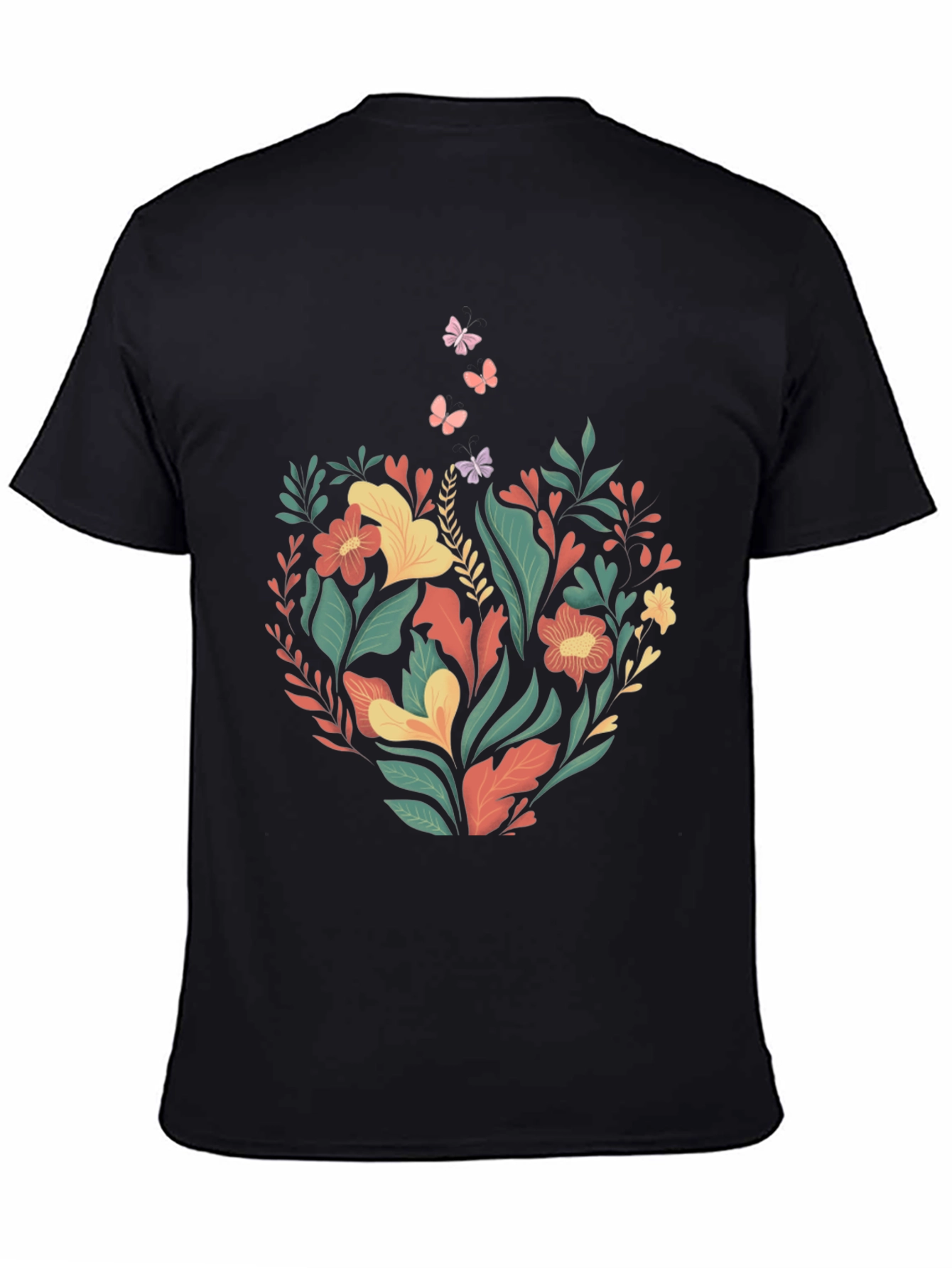 Black Floral Coffee Cup T-Shirt - Nature Lover Tee view 4