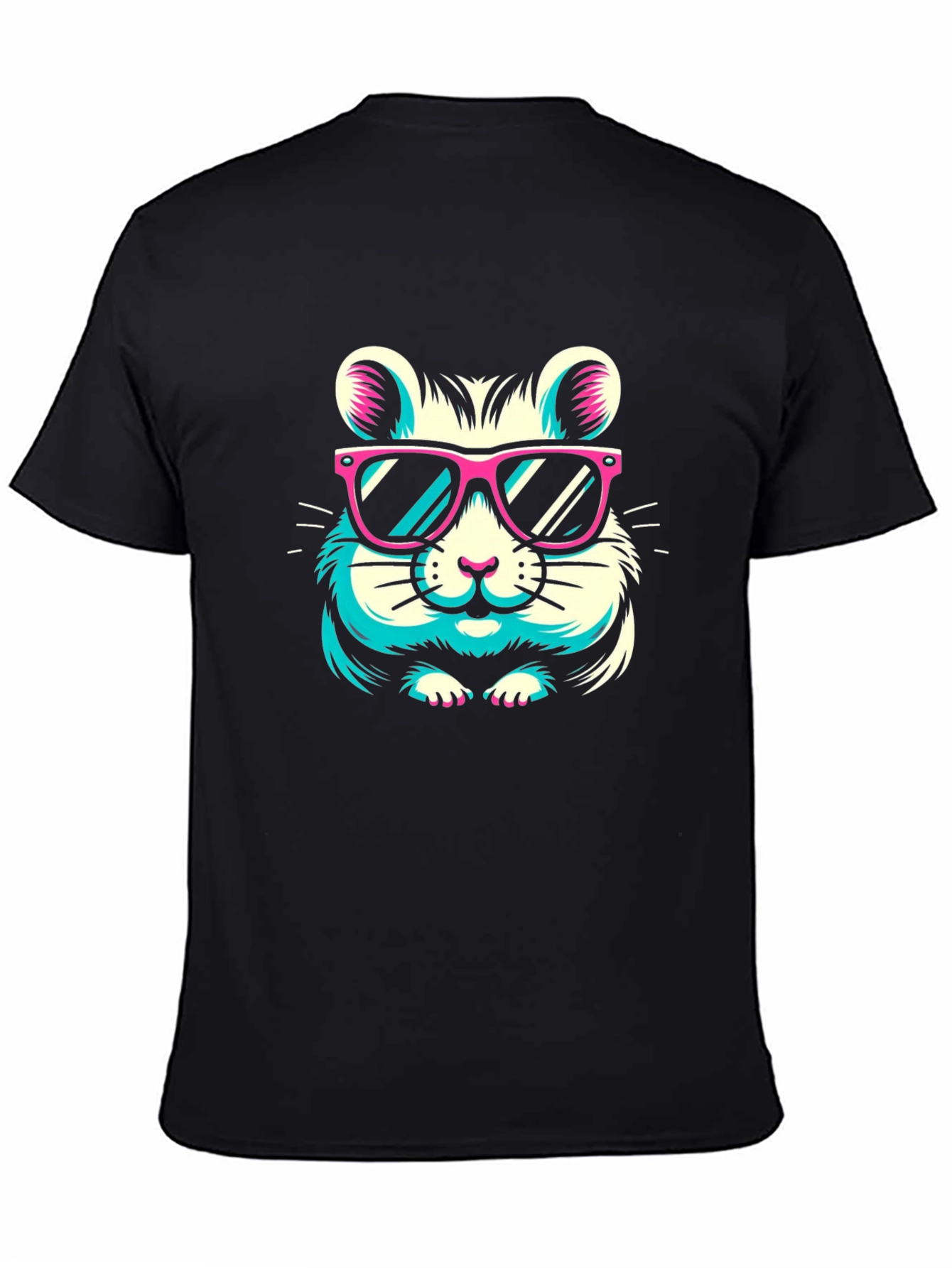 Black Cool Hamster Graphic Tee - Black view 4