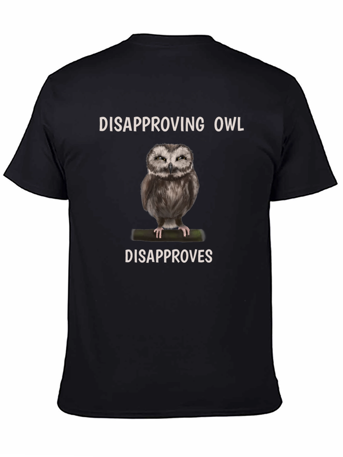Black Disapproving Owl Graphic Tee - Unisex Cotton Blend view 4