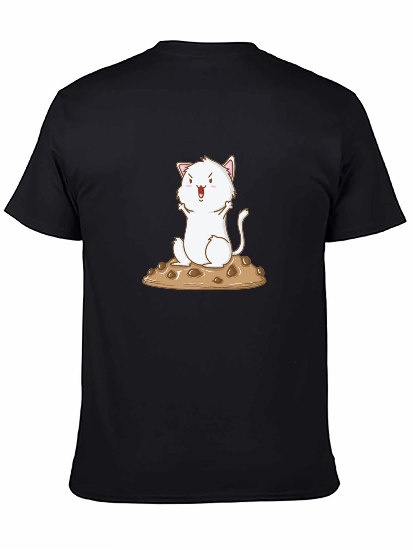 Black Cute Cat on Cookie Graphic T-Shirt view 4