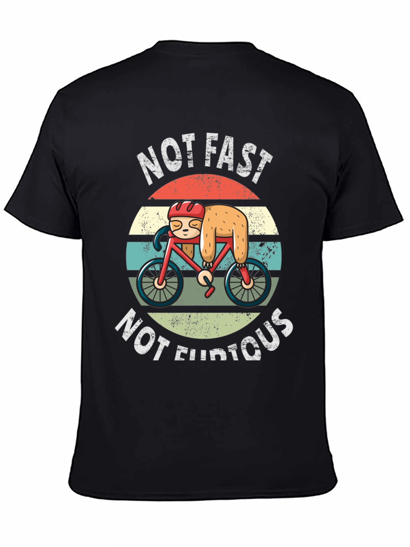 Black Not Fast Not Furious Sloth Biker T-Shirt view 4