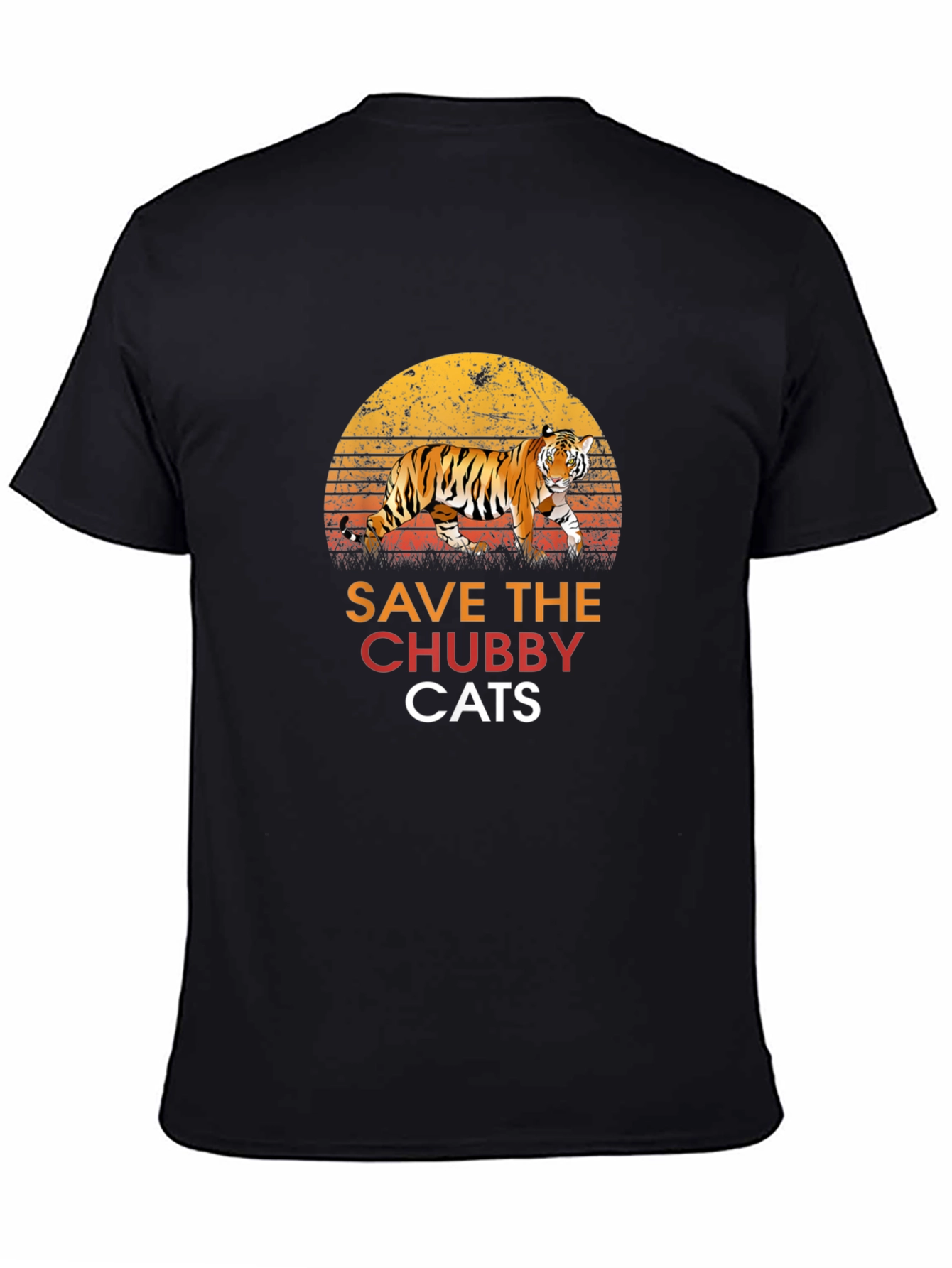 Black Save the Chubby Cats T-Shirt Tiger Graphic Tee view 4