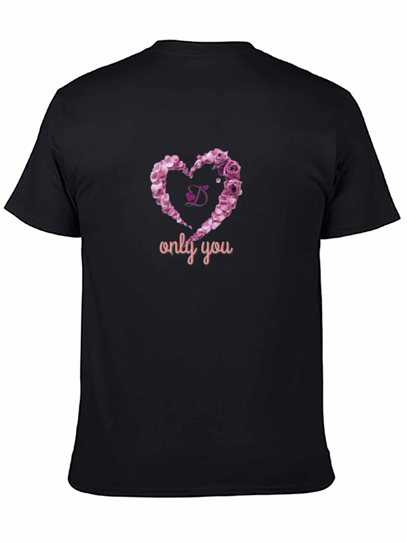 Black Rose Heart T-Shirt - Only You Design view 4