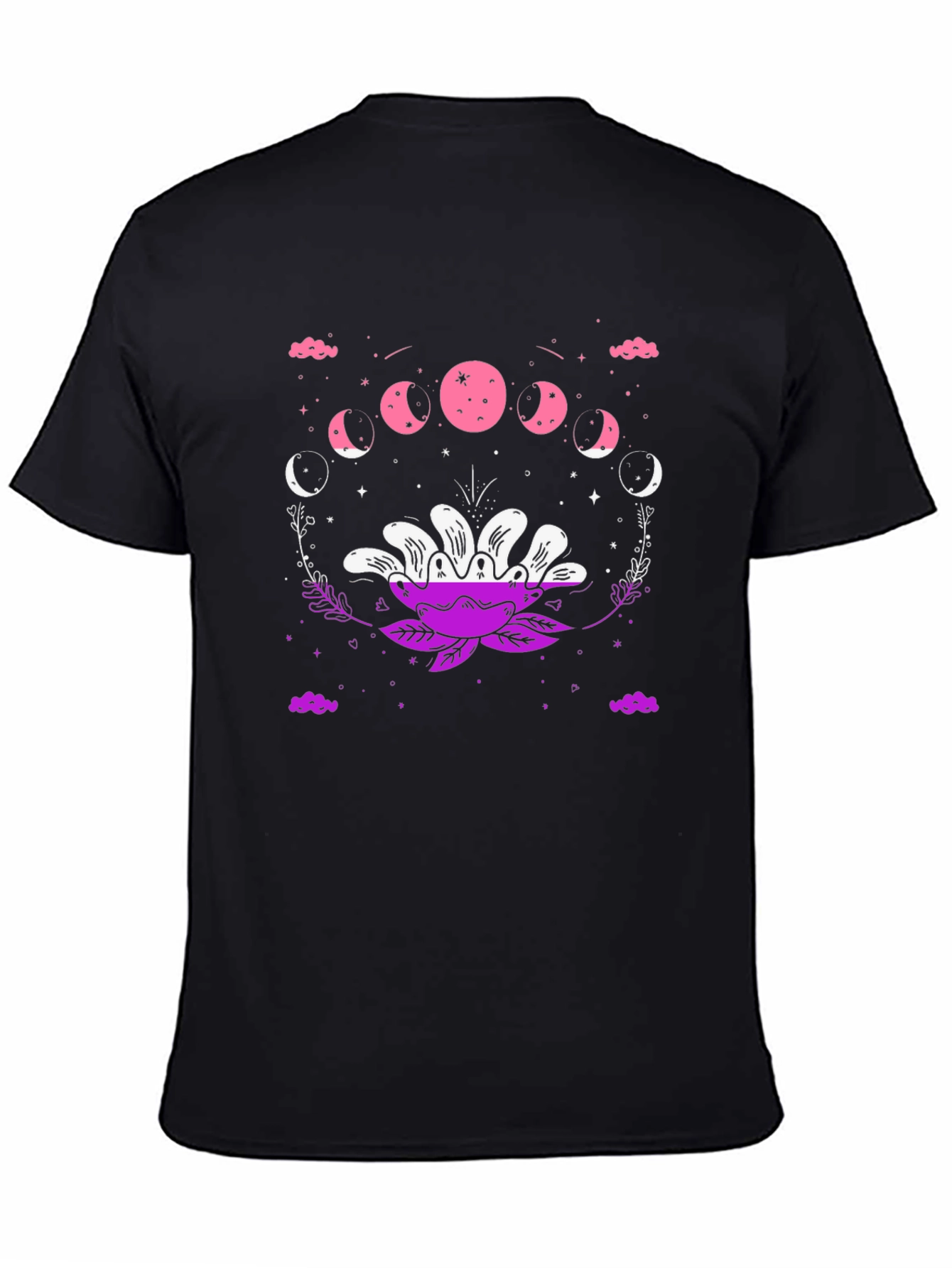 Black Floral Moon Phase Graphic Tee - Black Cotton Blend view 4