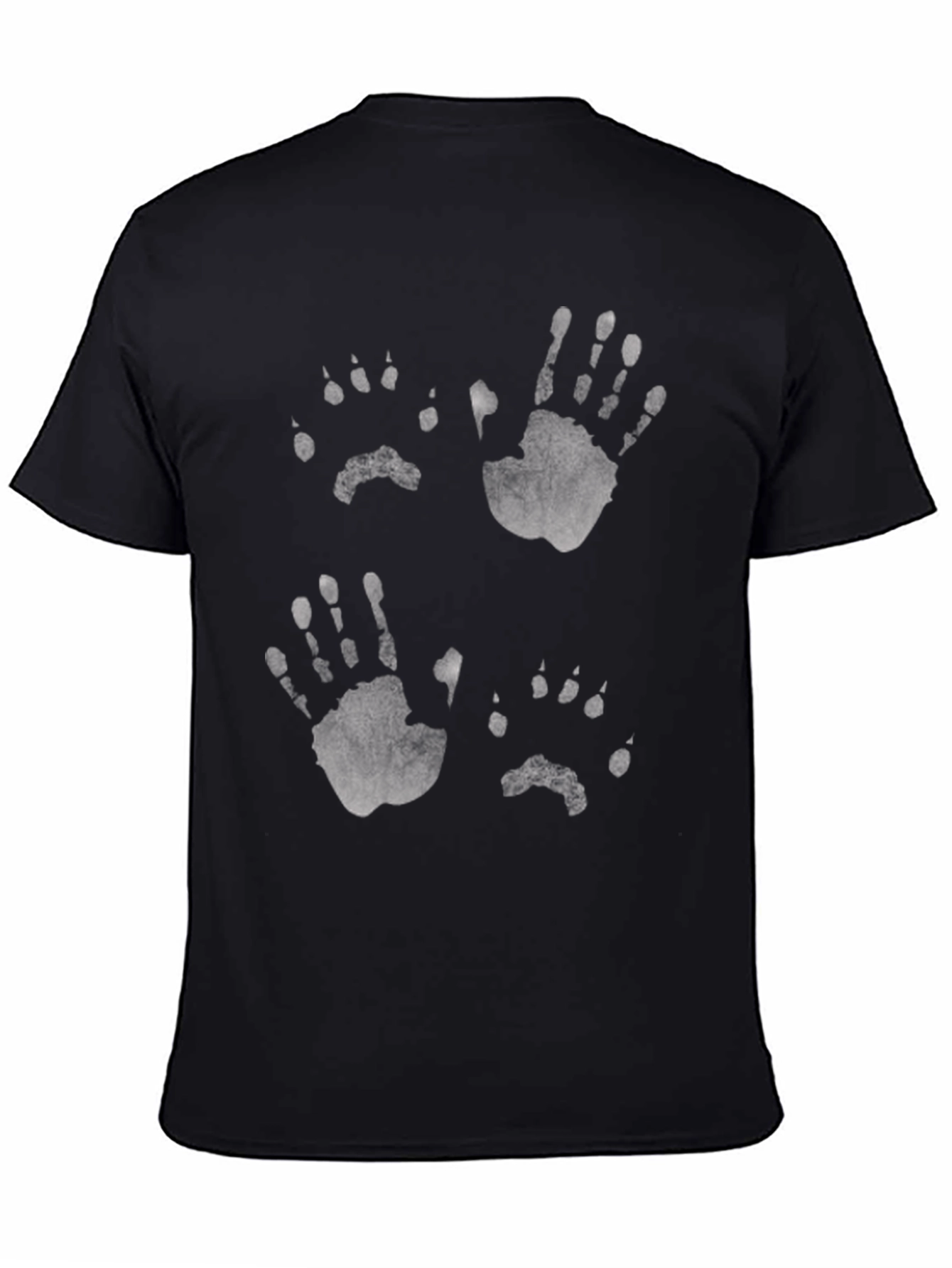 Black Black T-Shirt with Hand & Paw Prints view 4