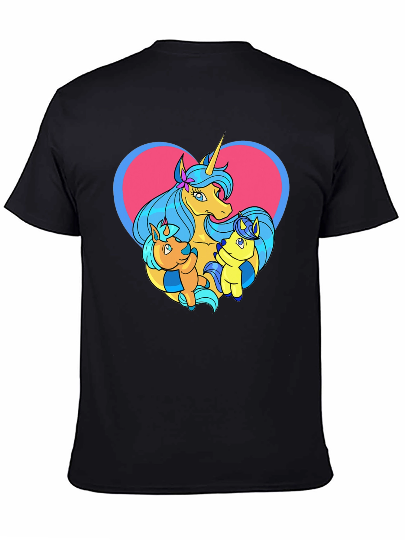 Black Unicorn Family Graphic Tee - Cute Cartoon T-Shirt view 4