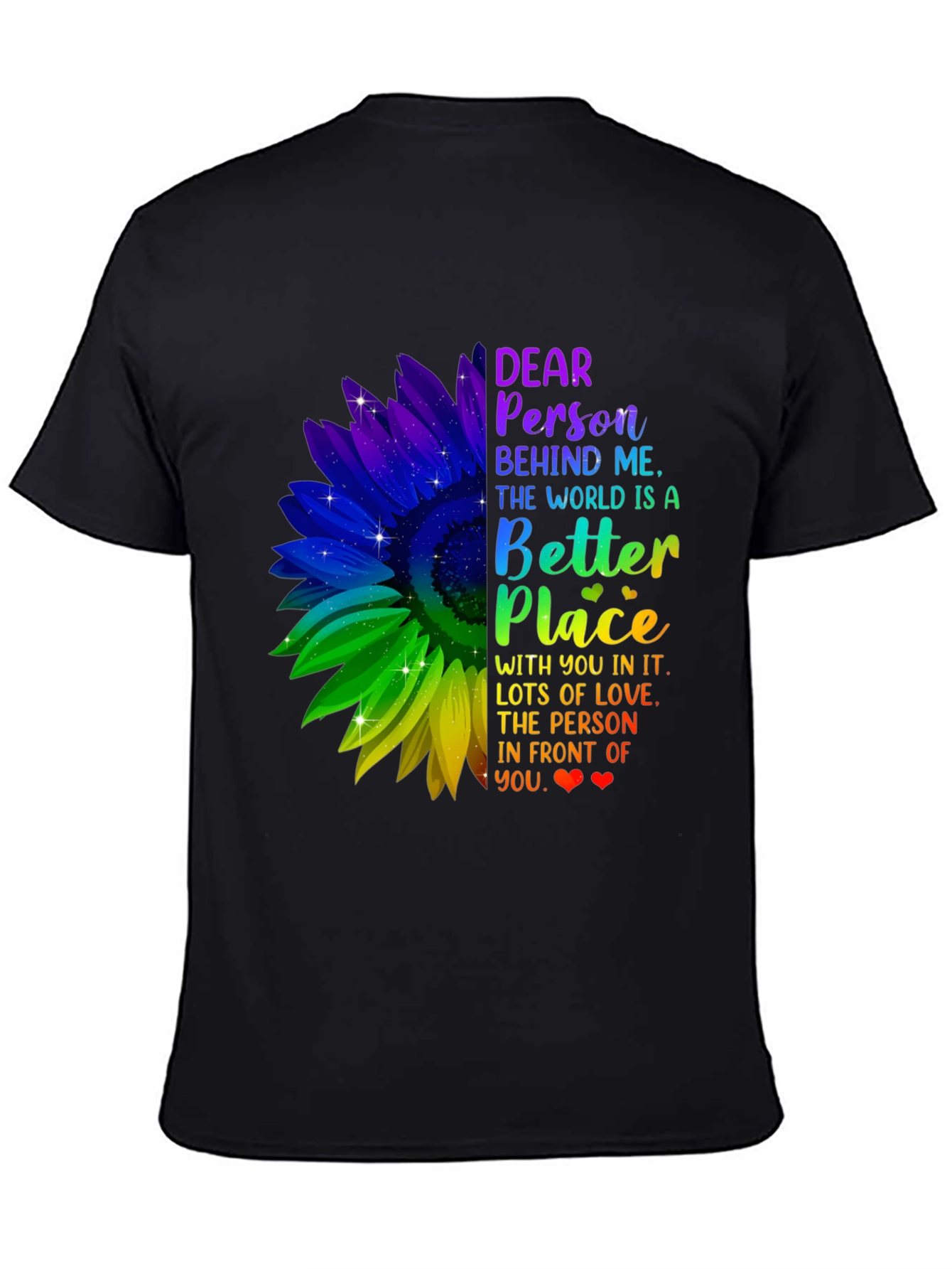 Black Inspirational Sunflower T-Shirt - Be Kind view 4