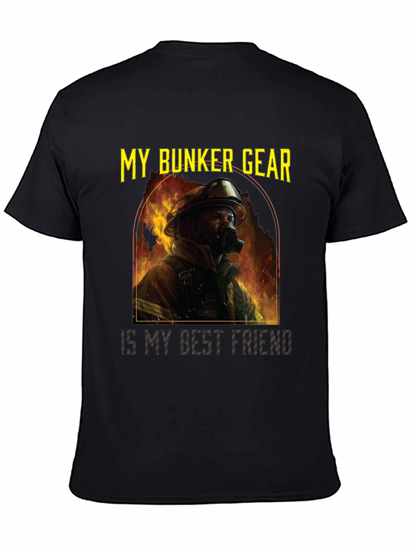 Black Firefighter Bunker Gear T-Shirt view 4