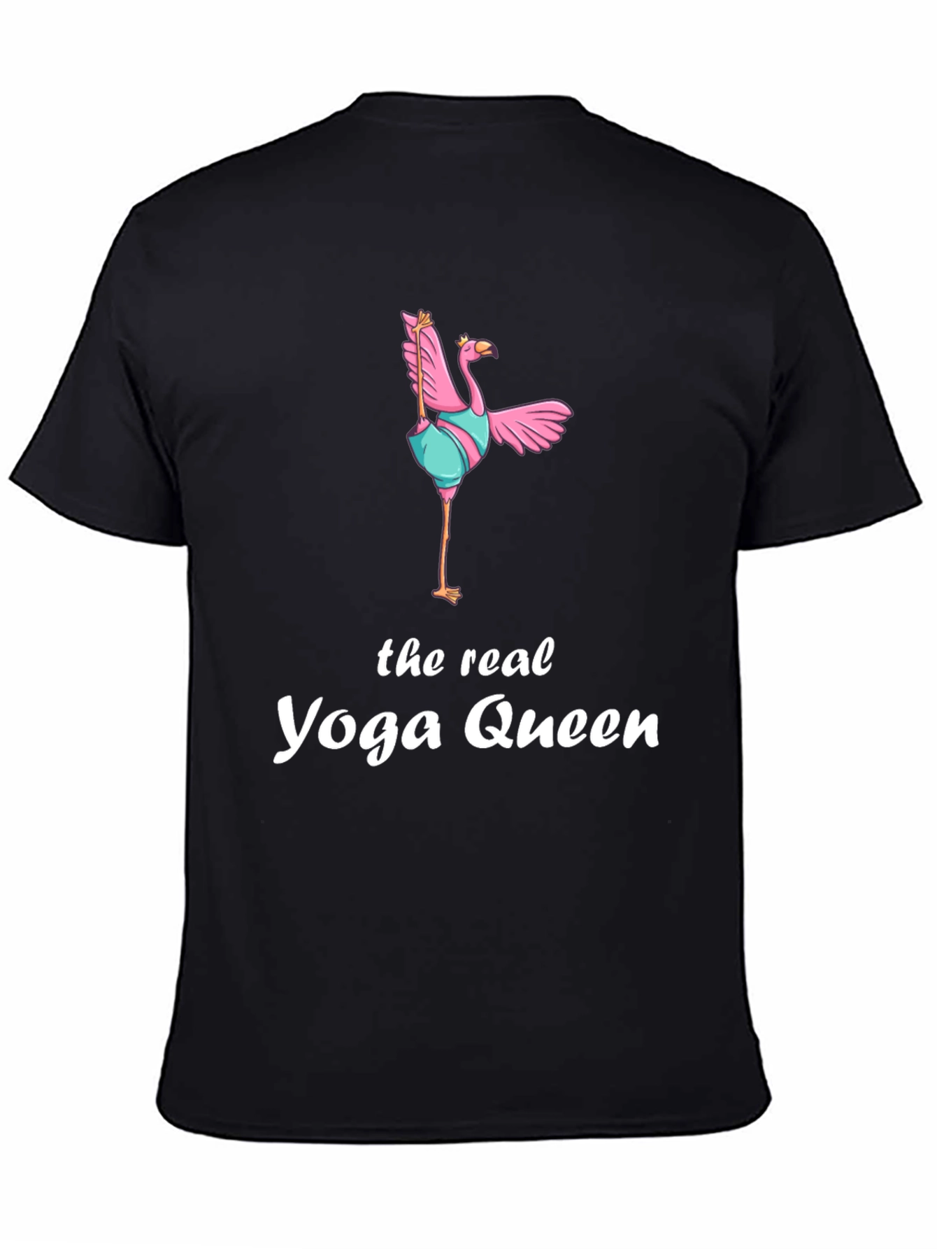 Black Yoga Queen Flamingo Graphic T-Shirt view 4
