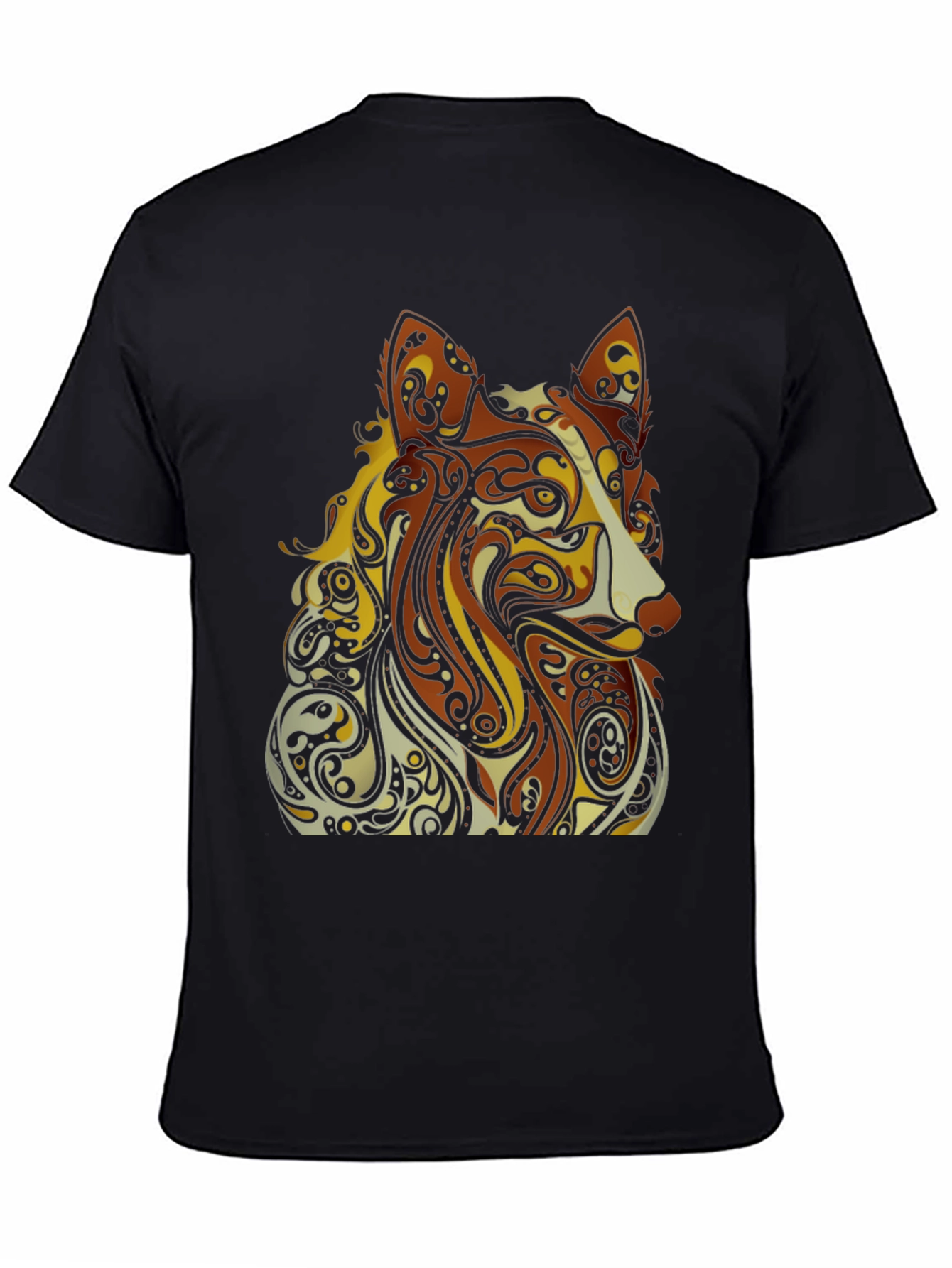 Black Abstract Dog Graphic Black T-Shirt - Artistic Style view 4