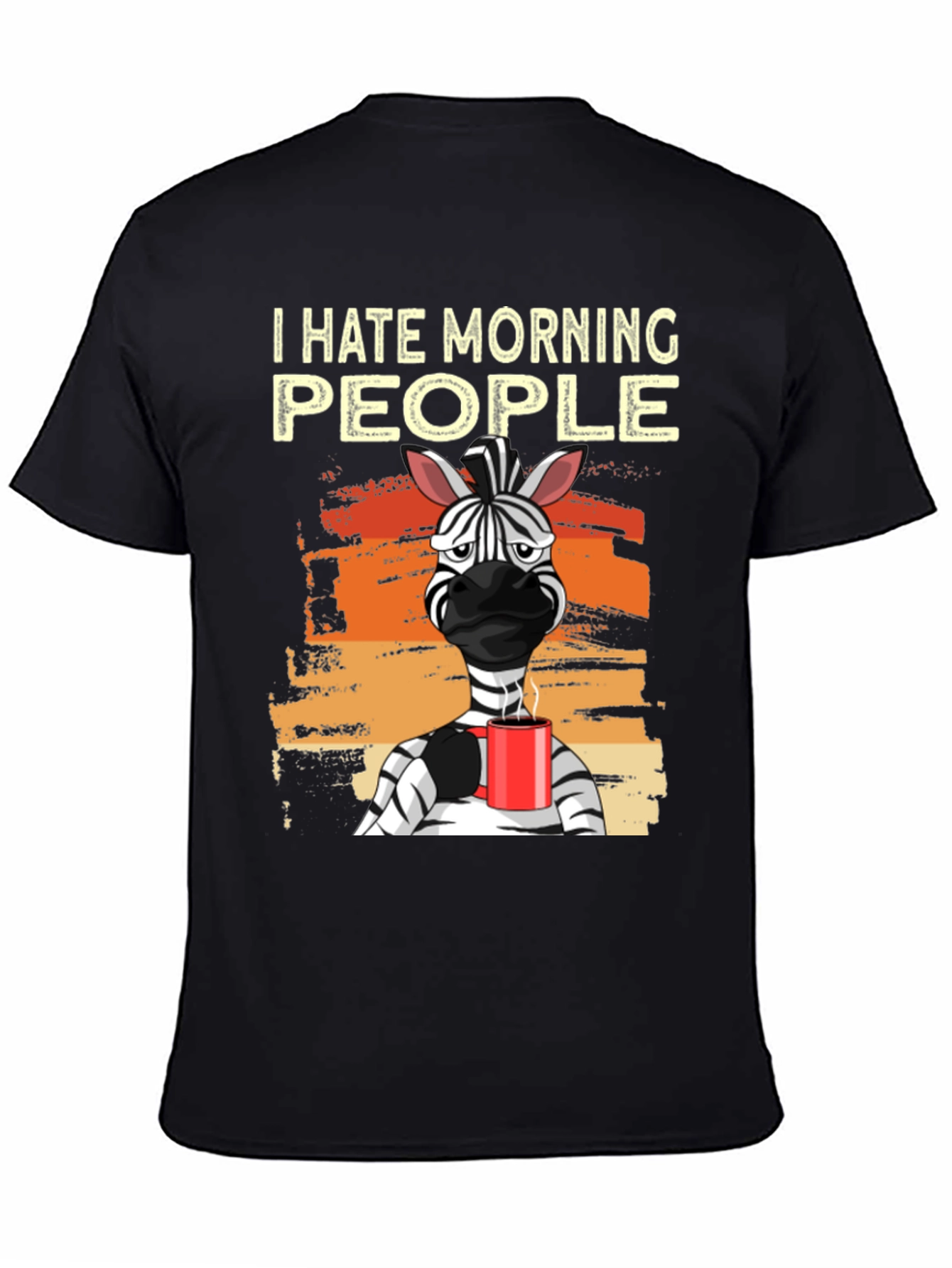 Black I Hate Morning People Zebra Graphic Tee view 4