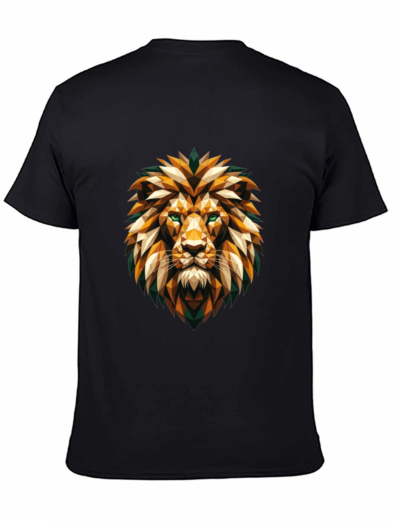 Black Geometric Lion Head Graphic Tee - Cool Stylish Design view 4
