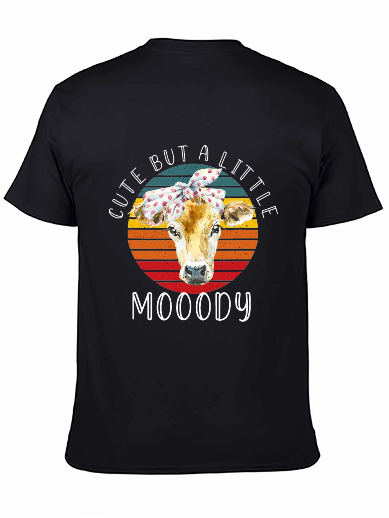 Black Cute But A Little Mooody Cow Graphic Tee view 4