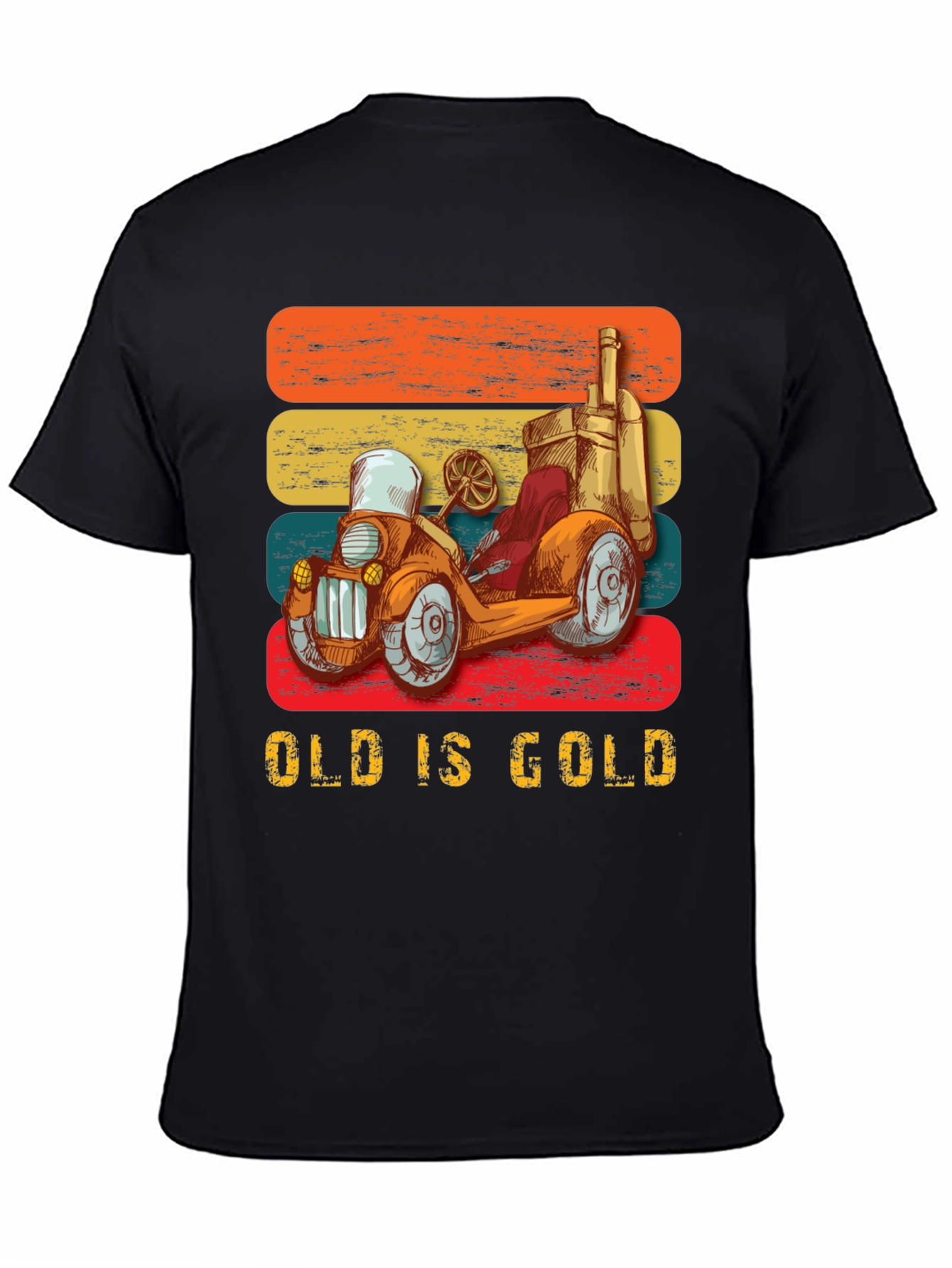 Black Vintage Car Graphic T-Shirt - Old is Gold view 4