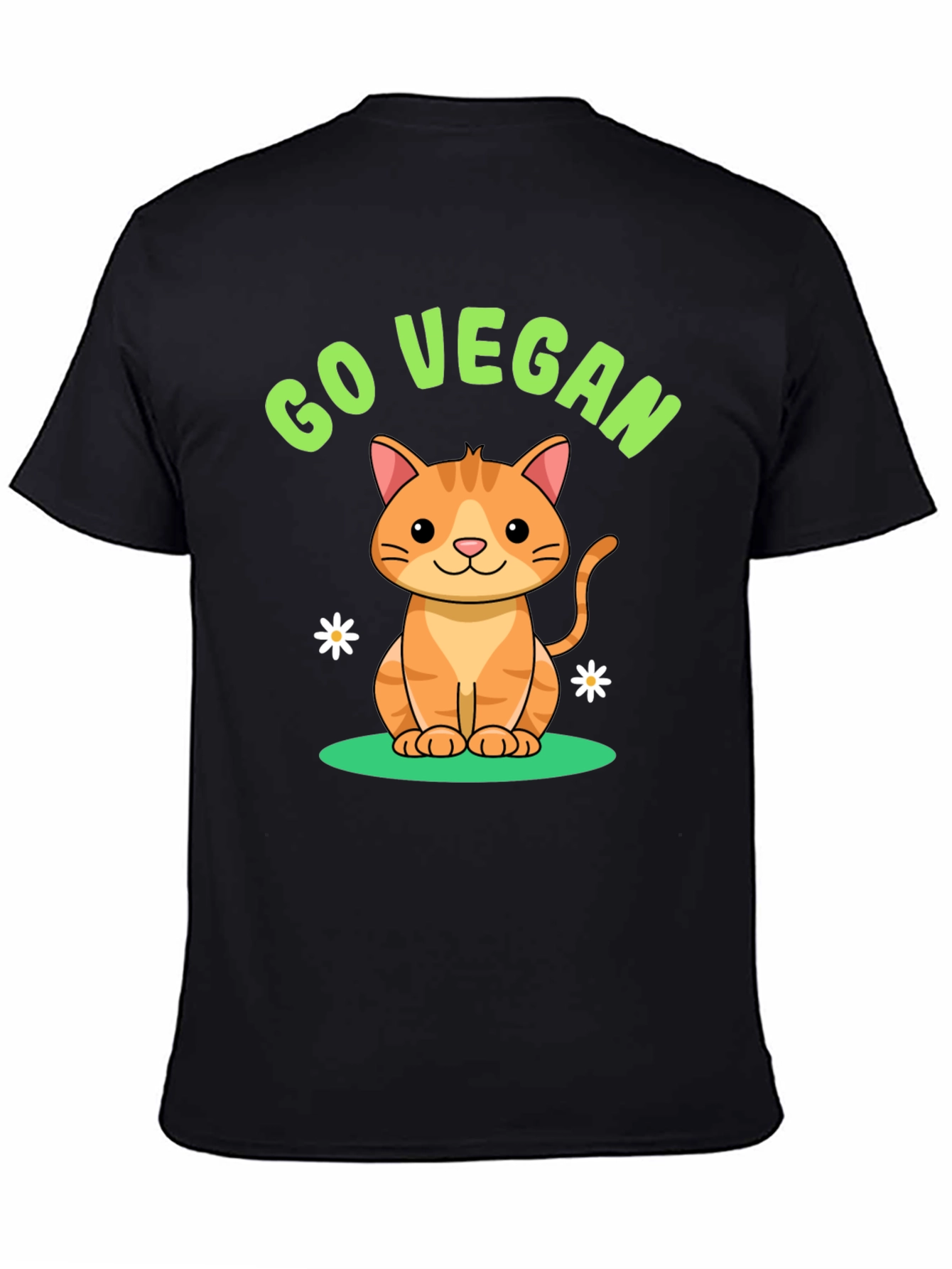 Black Go Vegan Cat T-Shirt view 4