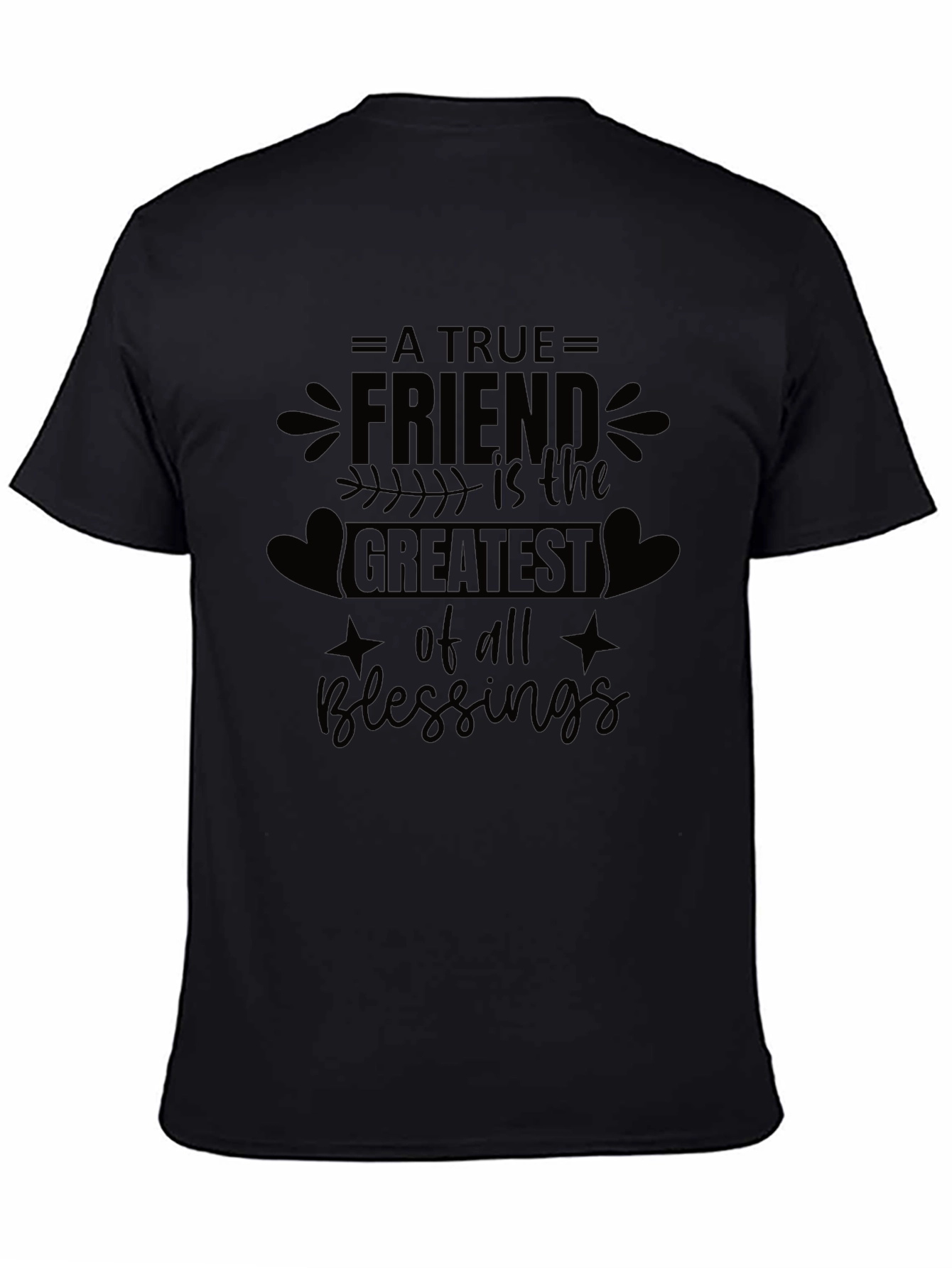 Black A True Friend Blessings Graphic Tee - Black view 4