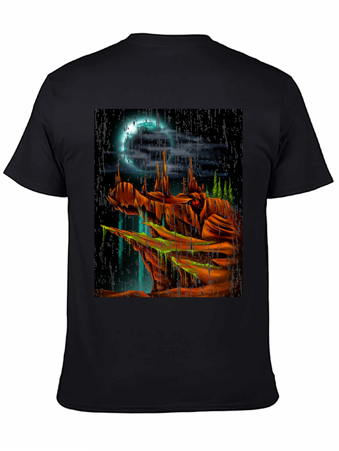 Black Mystic Landscape Graphic T-Shirt - Black view 4