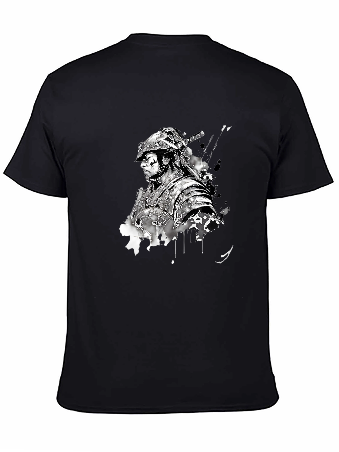 Black Samurai Graphic Print Black T-Shirt view 4