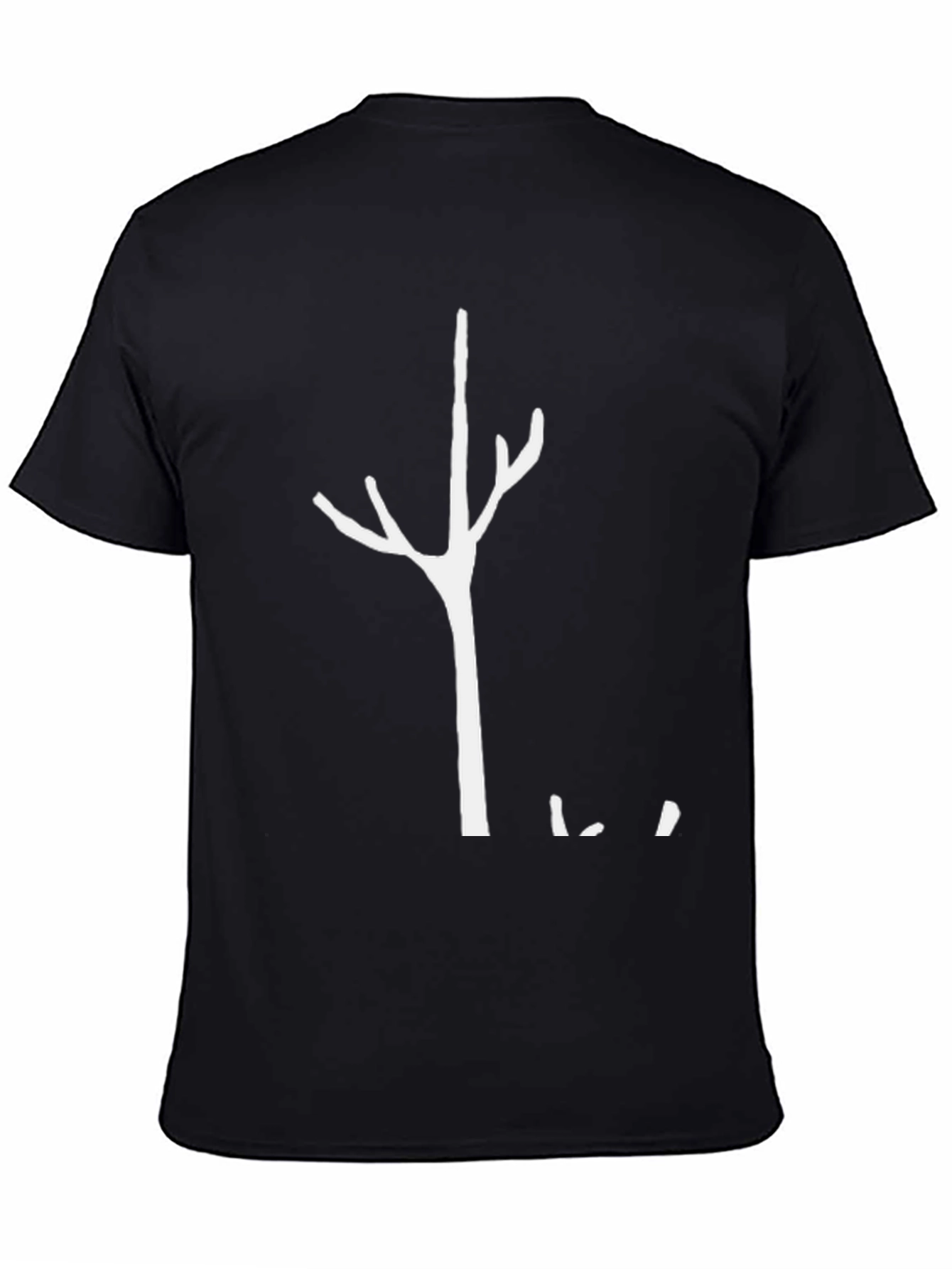 Black Symbolic White Tree Graphic Black T-Shirt view 4