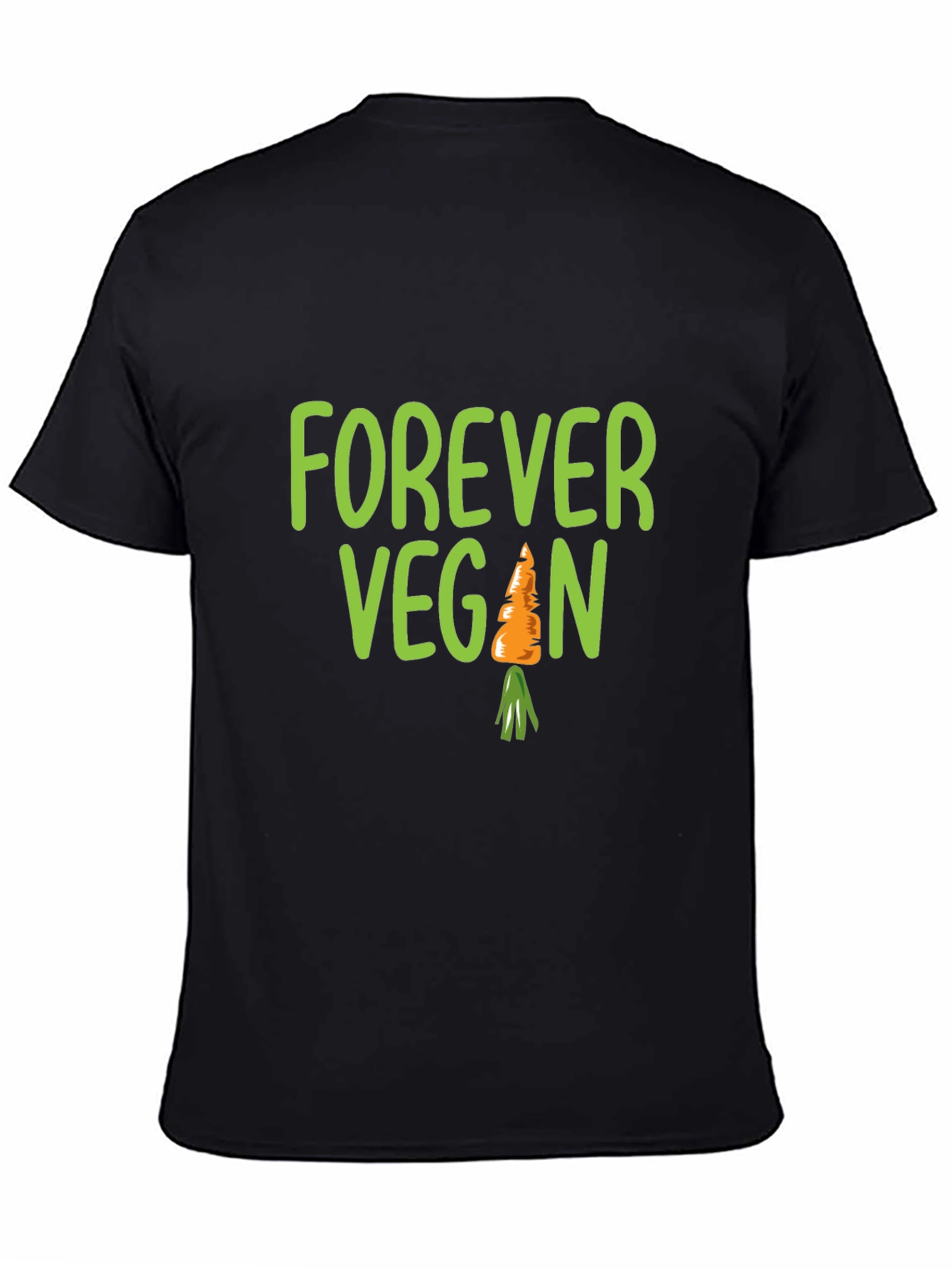 Black Forever Vegan Carrot T-Shirt - Unisex Black Tee view 4