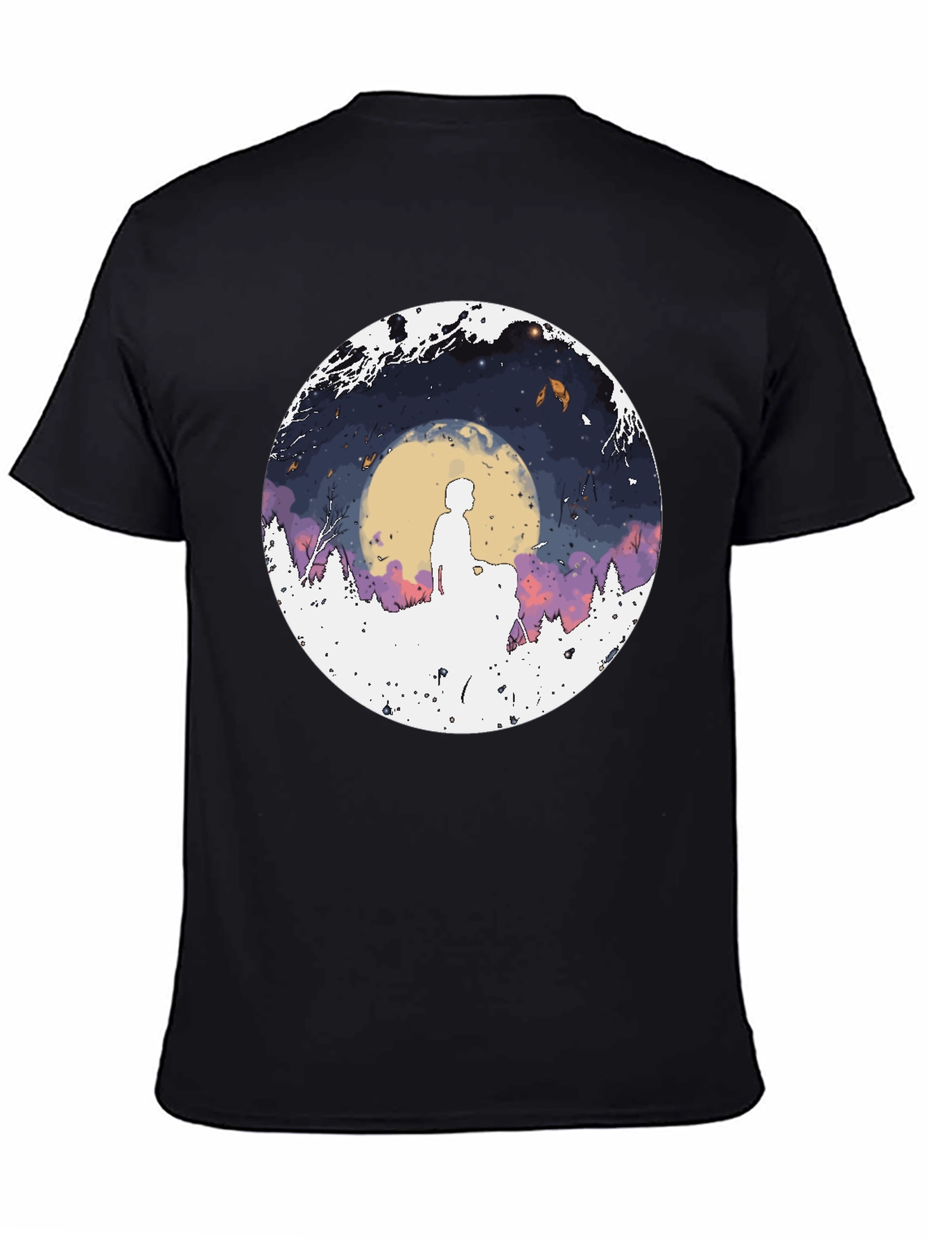Black Silhouette Moon Graphic Men's Tee view 4