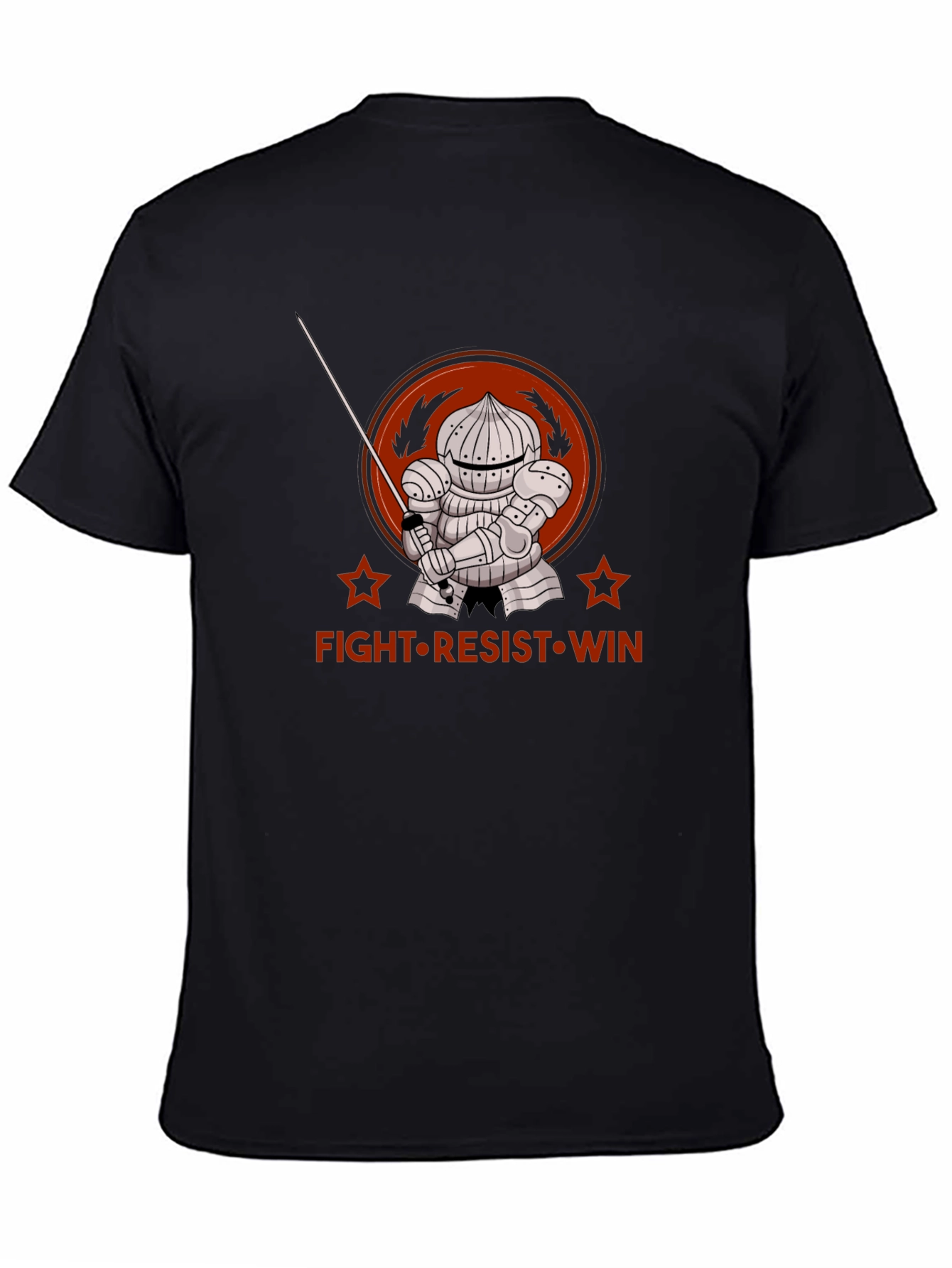 Black Fight Resist Win Knight Graphic Tee - Black view 4