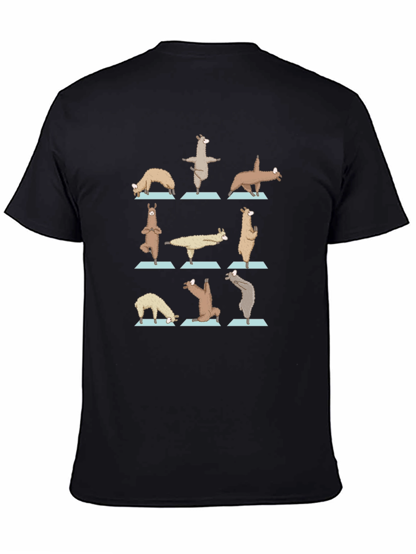 Black Yoga Llama Graphic Tee - Cotton Blend Shirt view 4