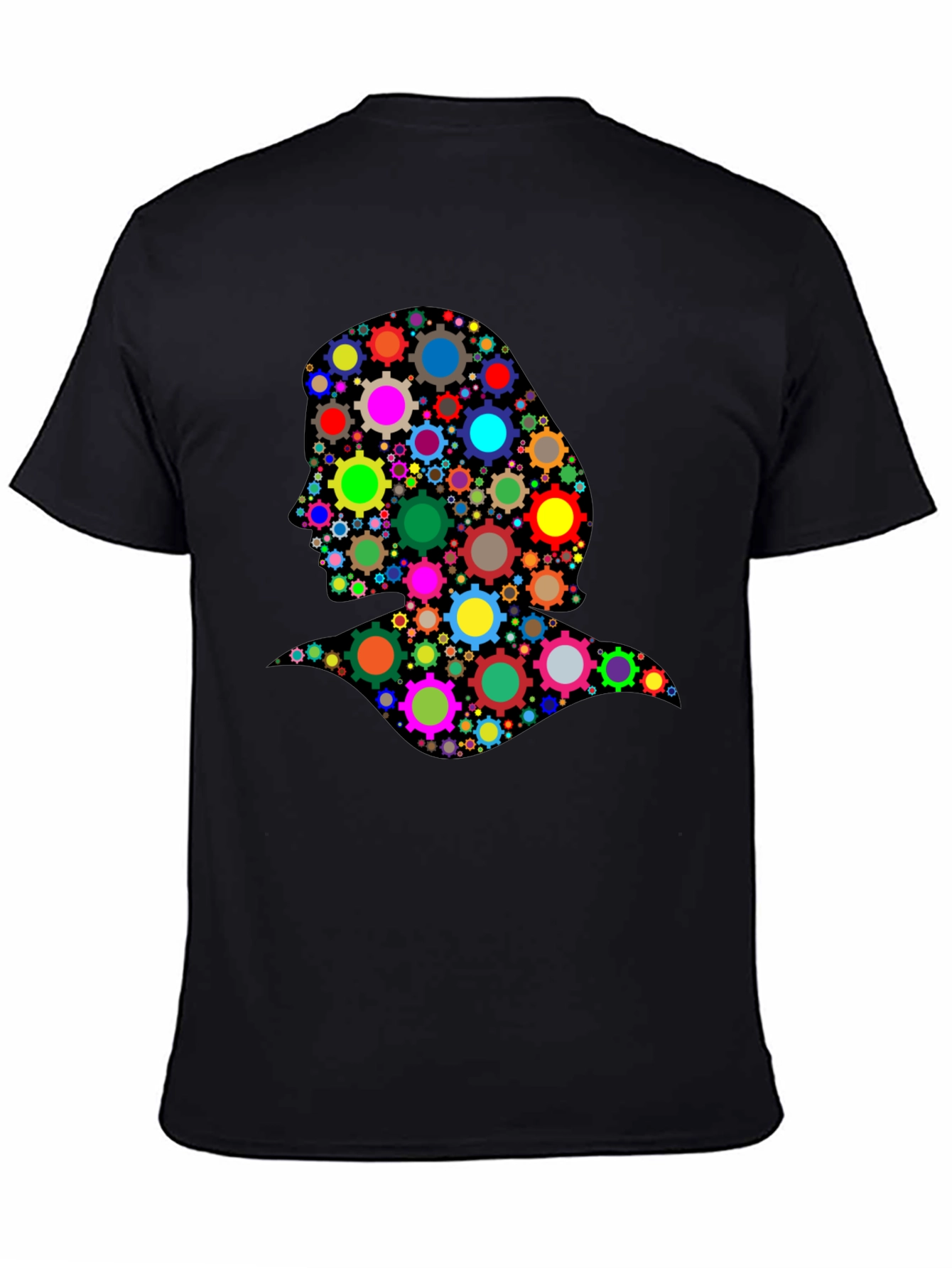 Black Abstract Woman T-Shirt - Colorful Gear Design view 4